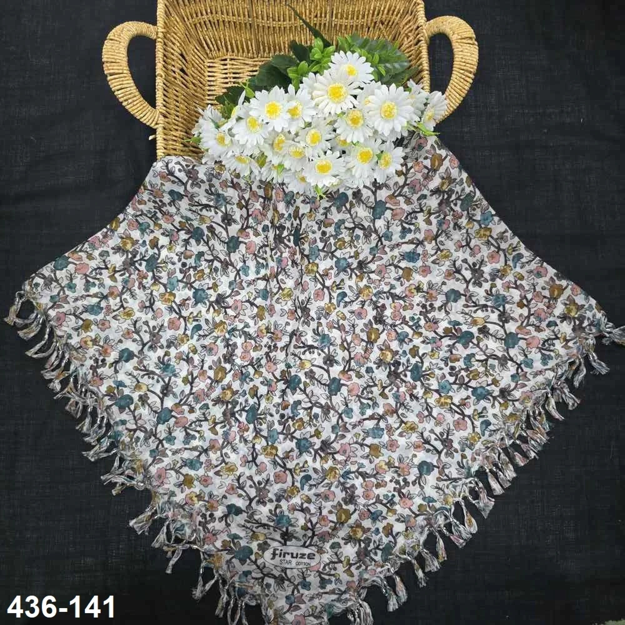 Firuze Desenli Sökme Boncuklu Eşarp 436-141