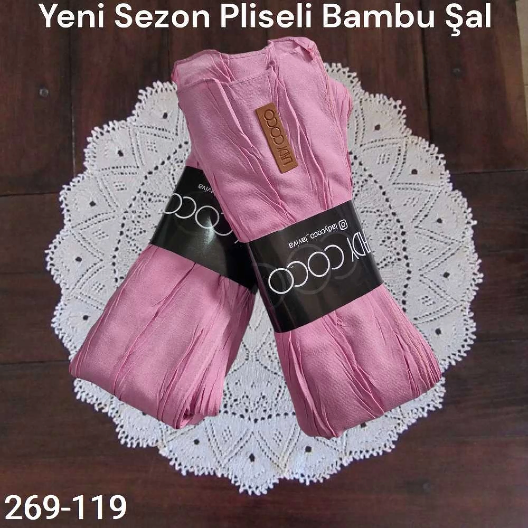 Lady Coco Pliseli Bambu Şal 269-119 (gül pembe)
