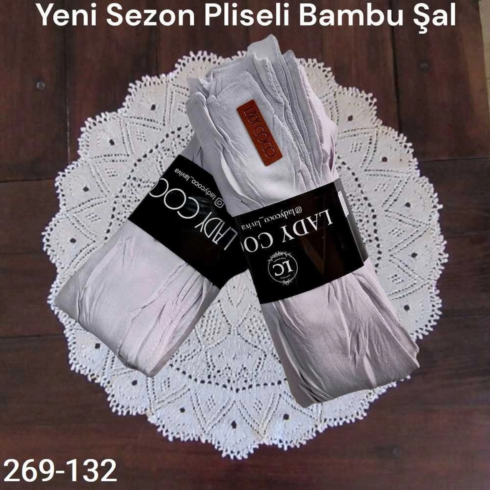 Lady Coco Pliseli Bambu Şal 269-132 (gümüs gri)