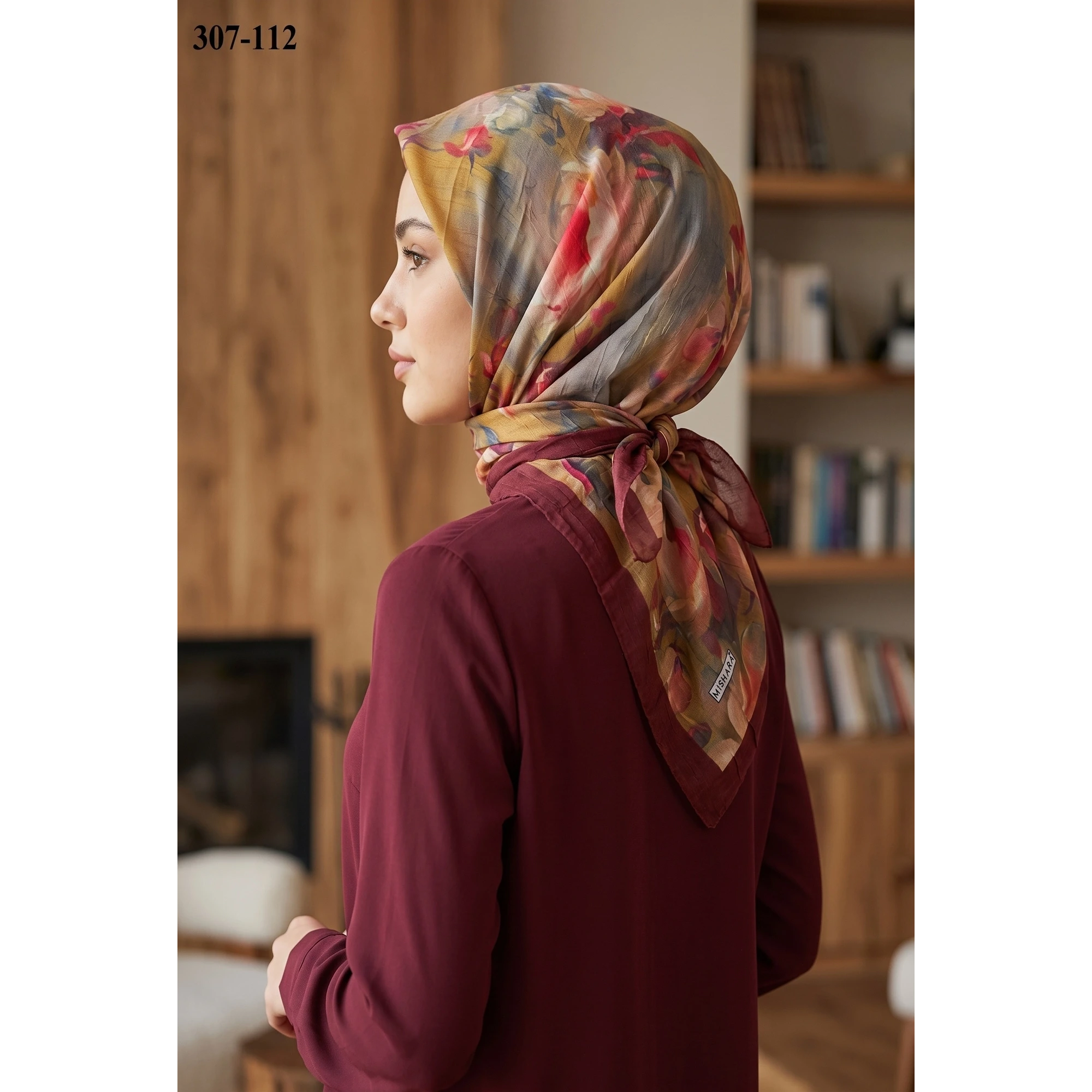 Mismarascarf Desenli Bambu Kraş Pamuk Eşarp 307-112