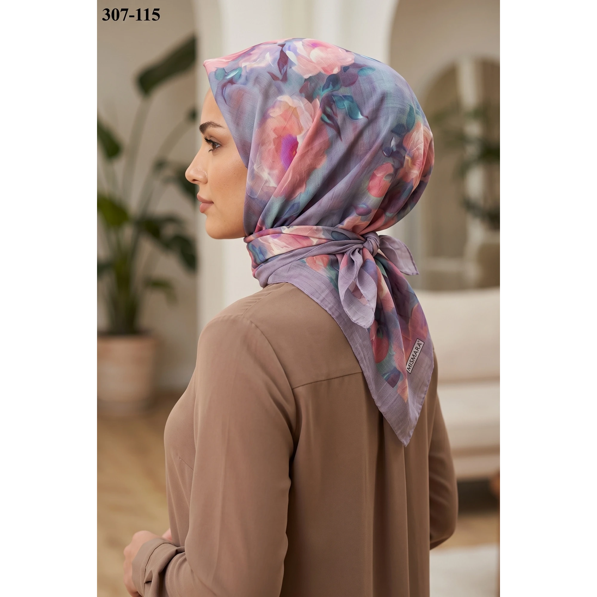 Mismarascarf Desenli Bambu Kraş Pamuk Eşarp 307-115