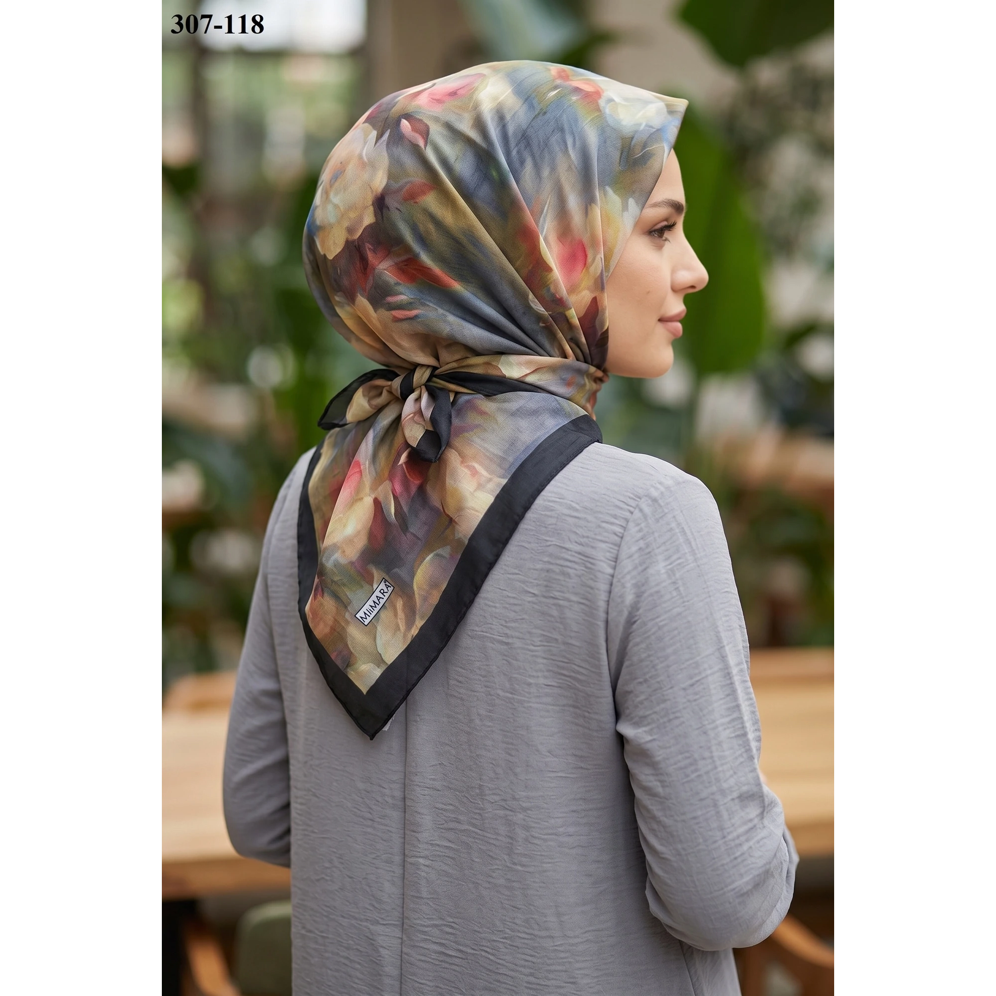 Mismarascarf Desenli Bambu Kraş Pamuk Eşarp 307-118