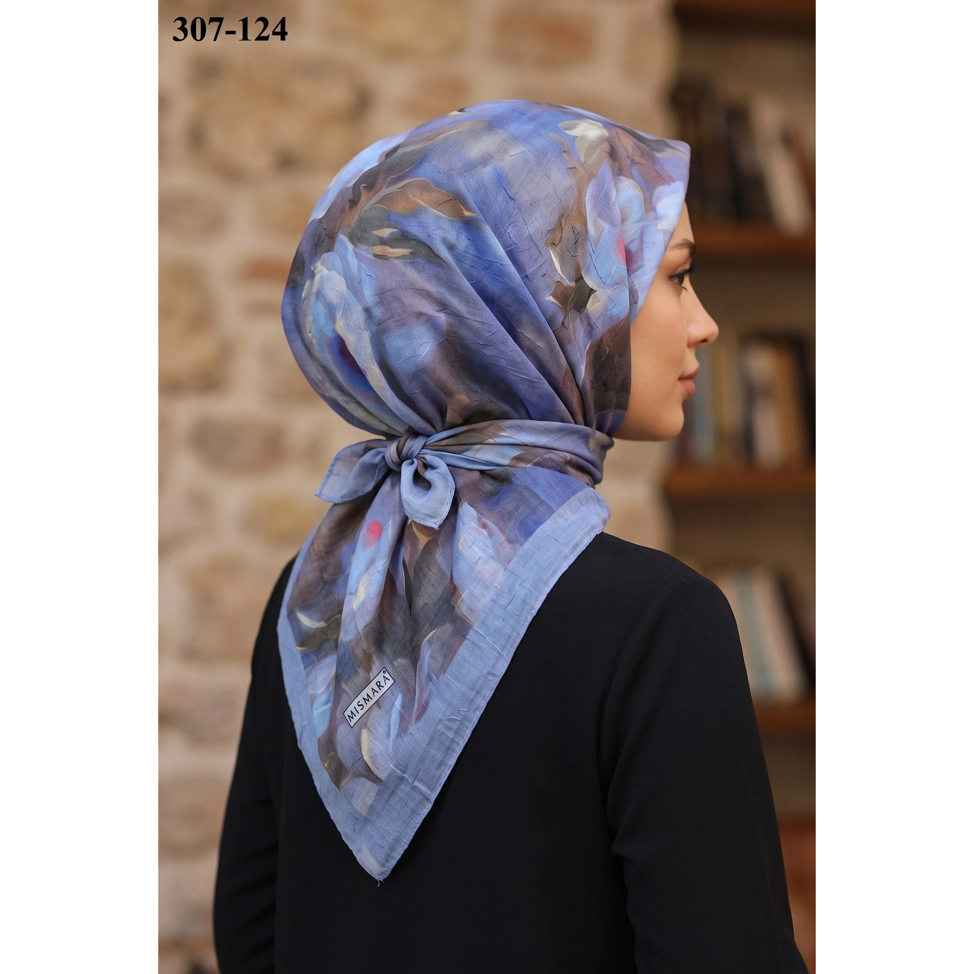 Mismarascarf Desenli Bambu Kraş Pamuk Eşarp 307-124