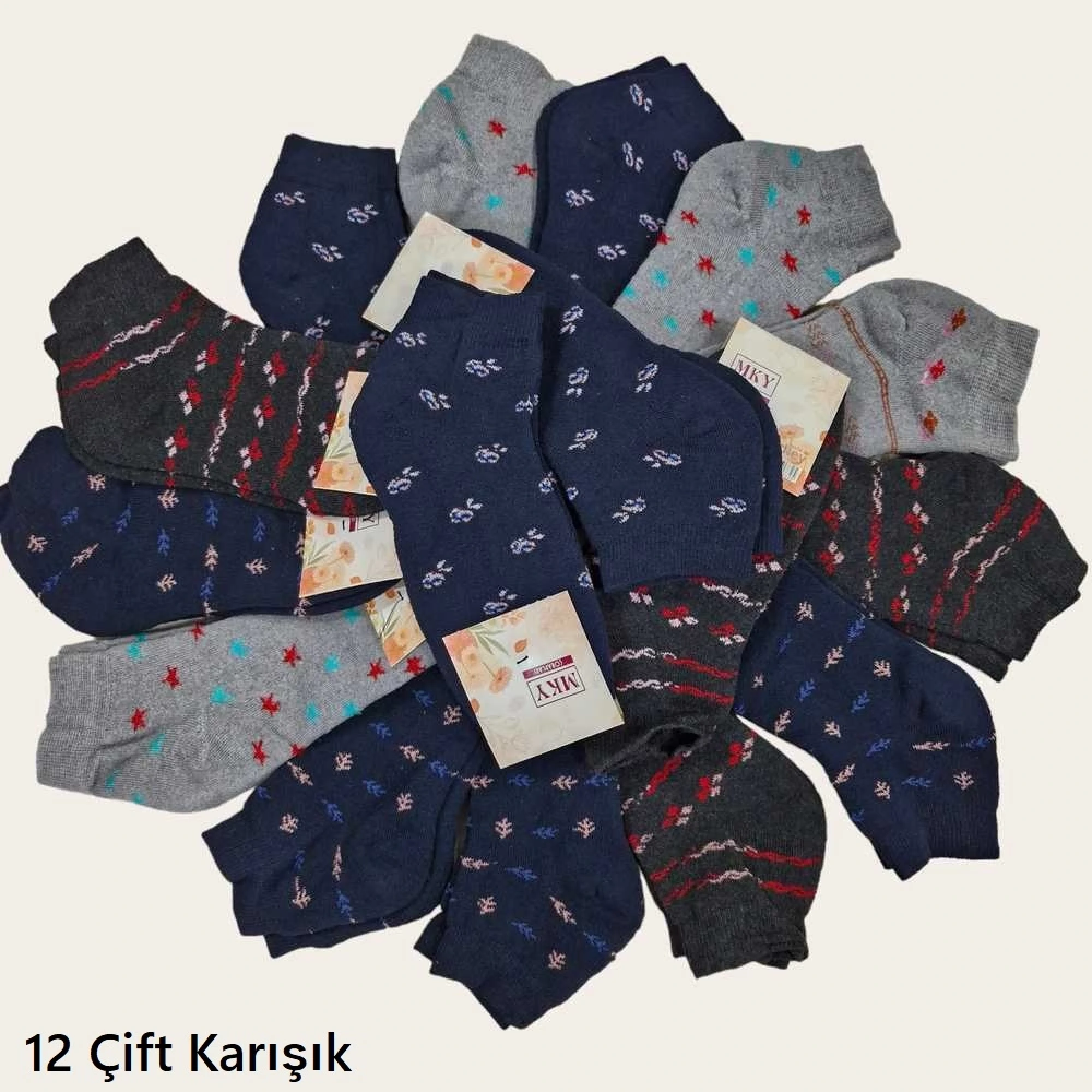 MKY Bayan Kışlık Havlu Patik Çorap (12 Çift) 103-116