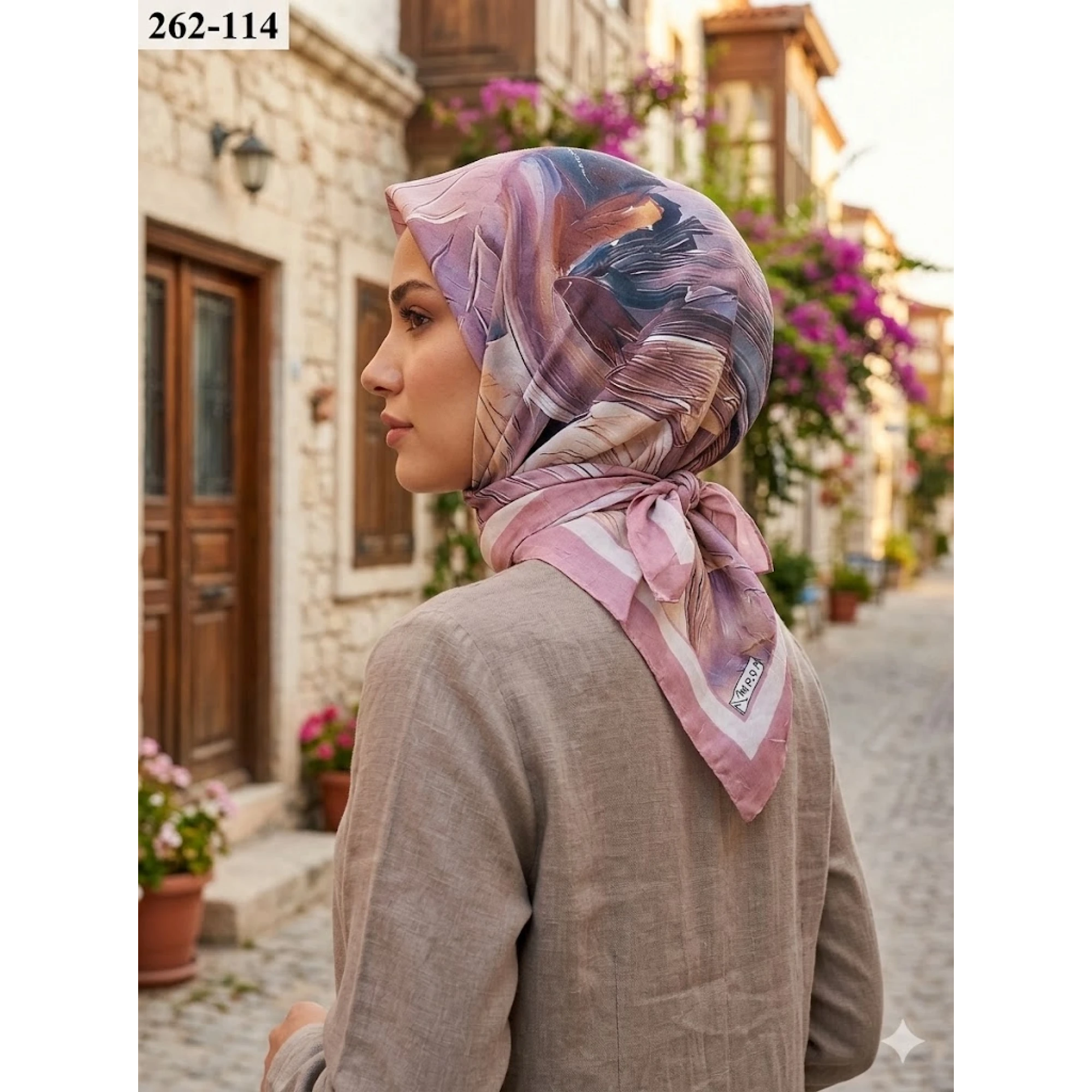 Moon Scarf Desenli Bambu Pamuk Eşarp 262-114