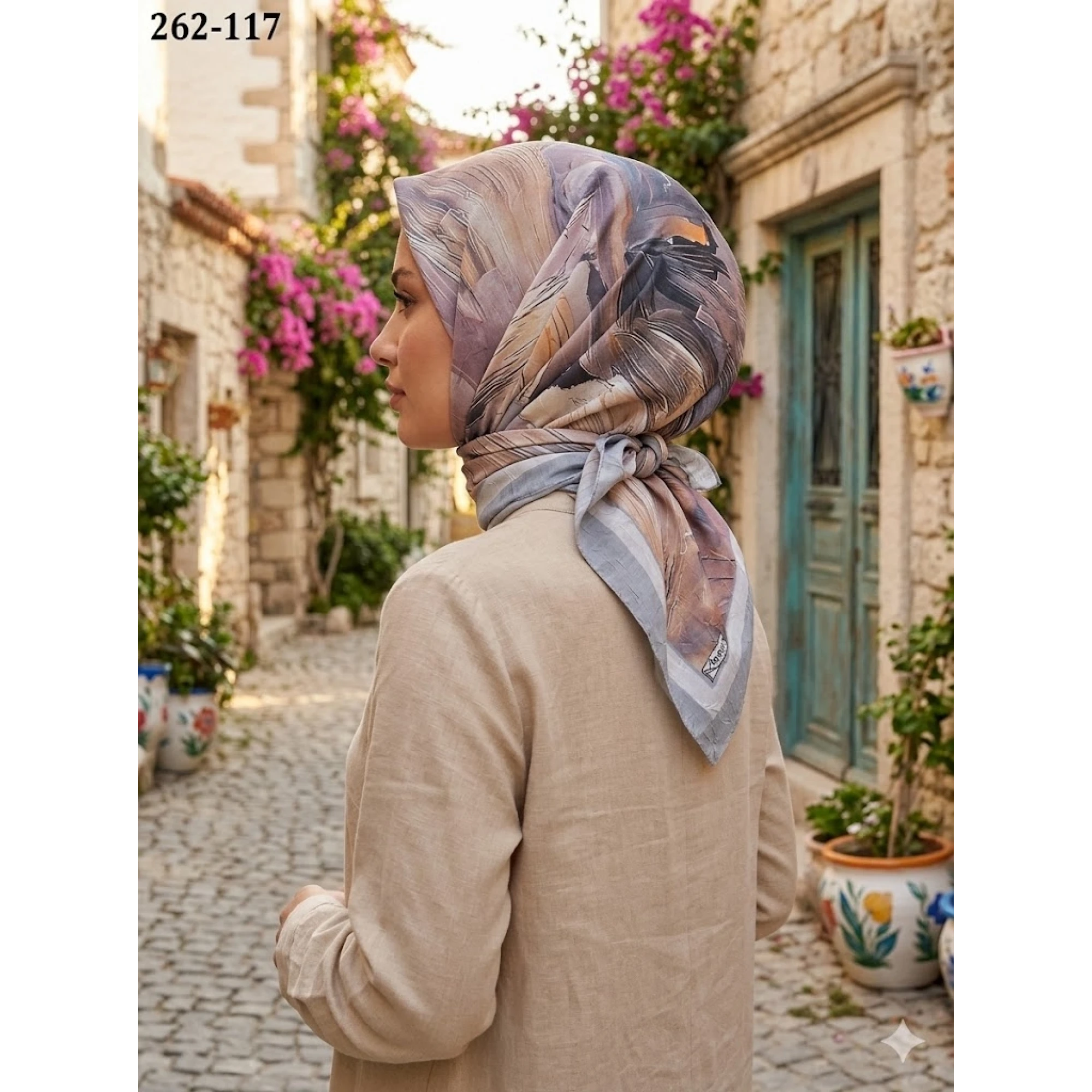 Moon Scarf Desenli Bambu Pamuk Eşarp 262-117