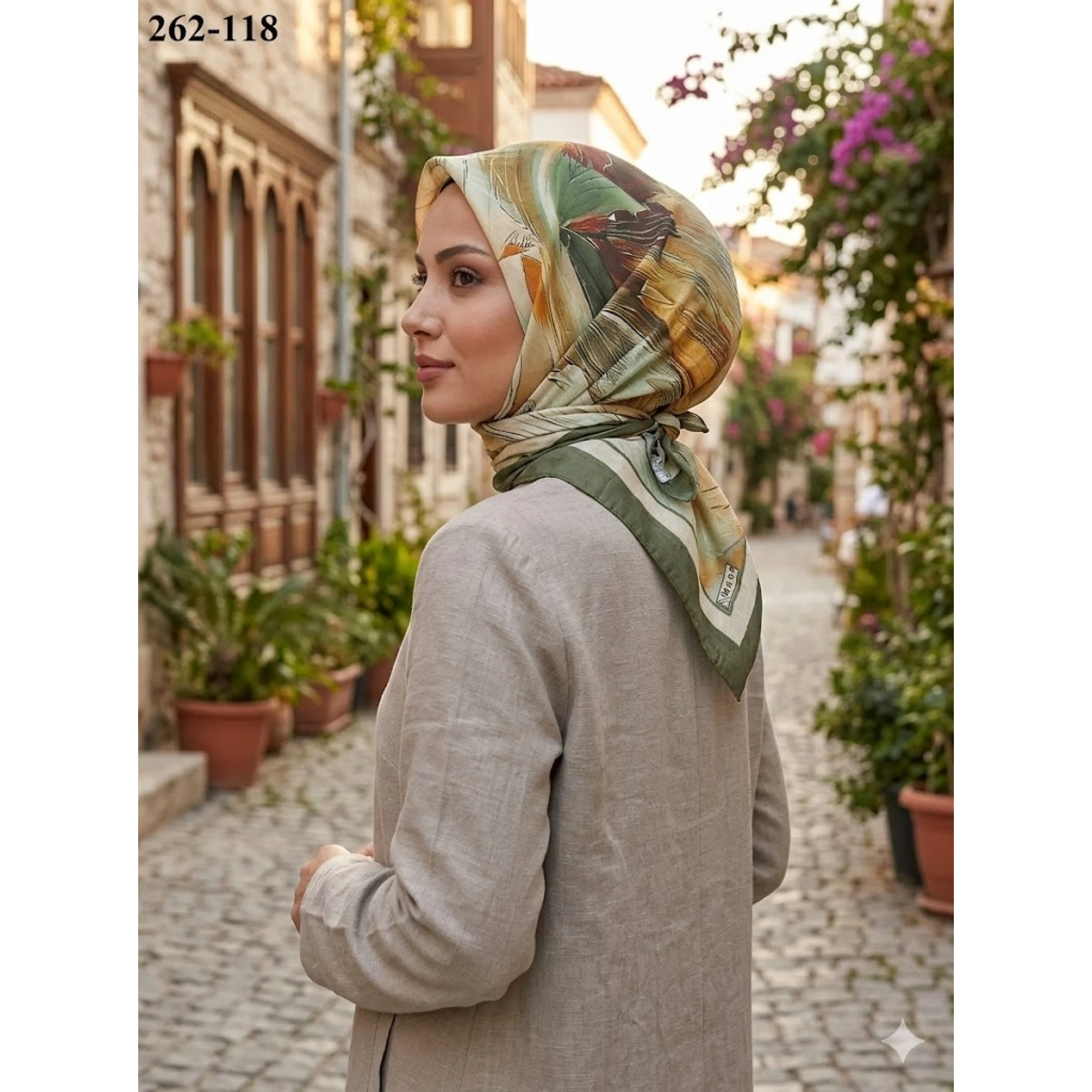 Moon Scarf Desenli Bambu Pamuk Eşarp 262-118