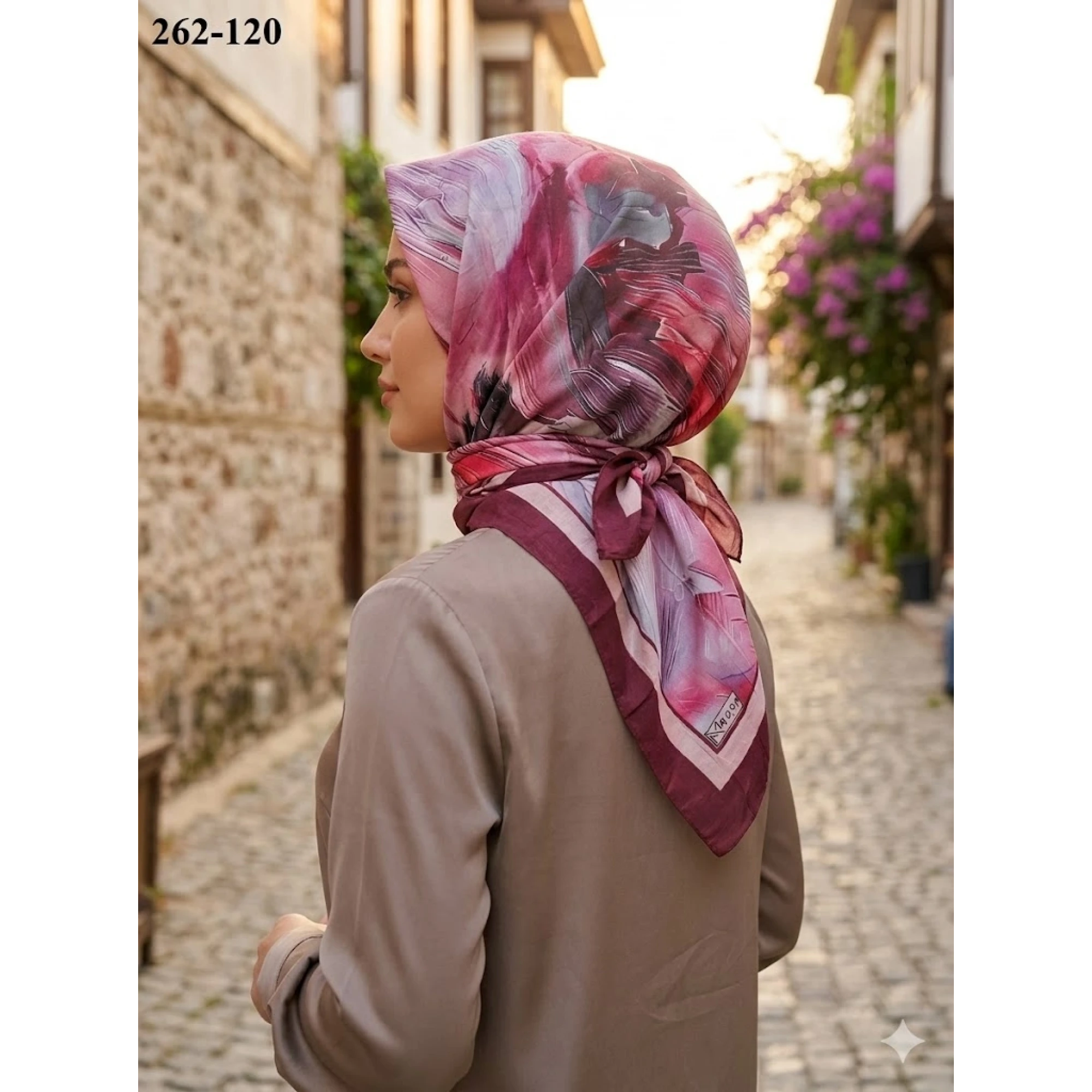 Moon Scarf Desenli Bambu Pamuk Eşarp 262-120