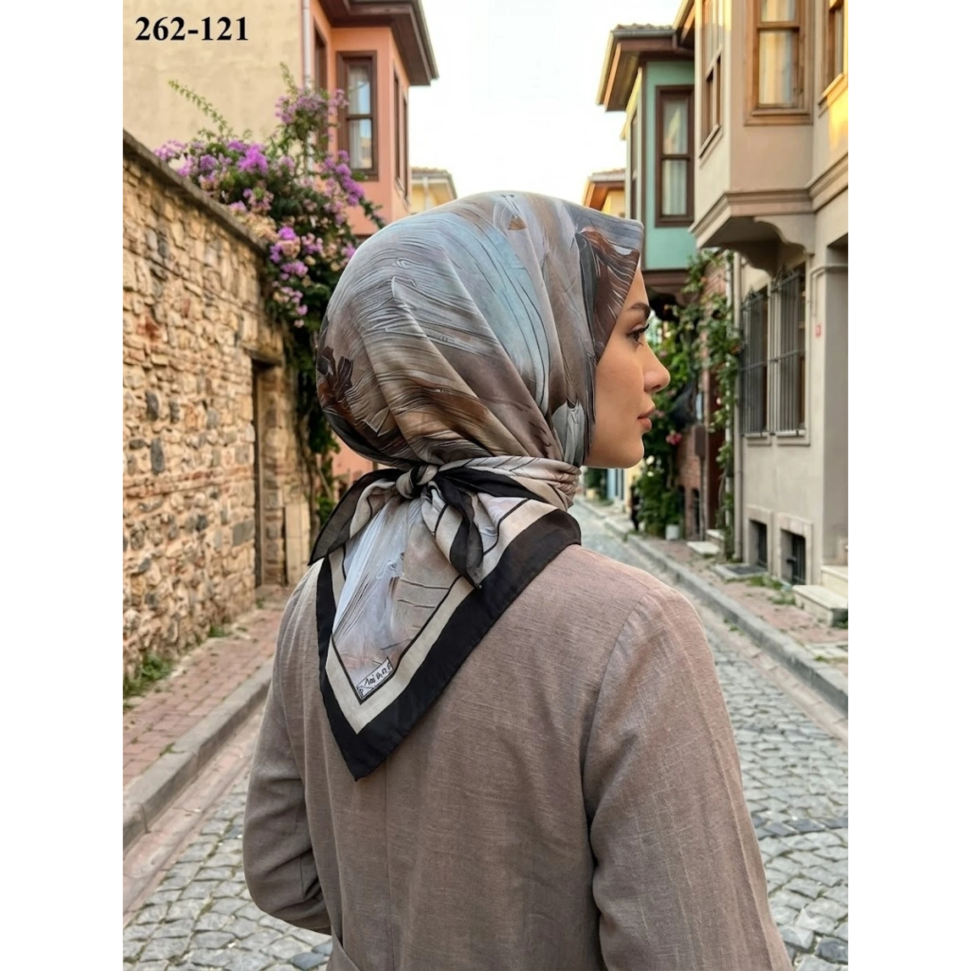Moon Scarf Desenli Bambu Pamuk Eşarp 262-121