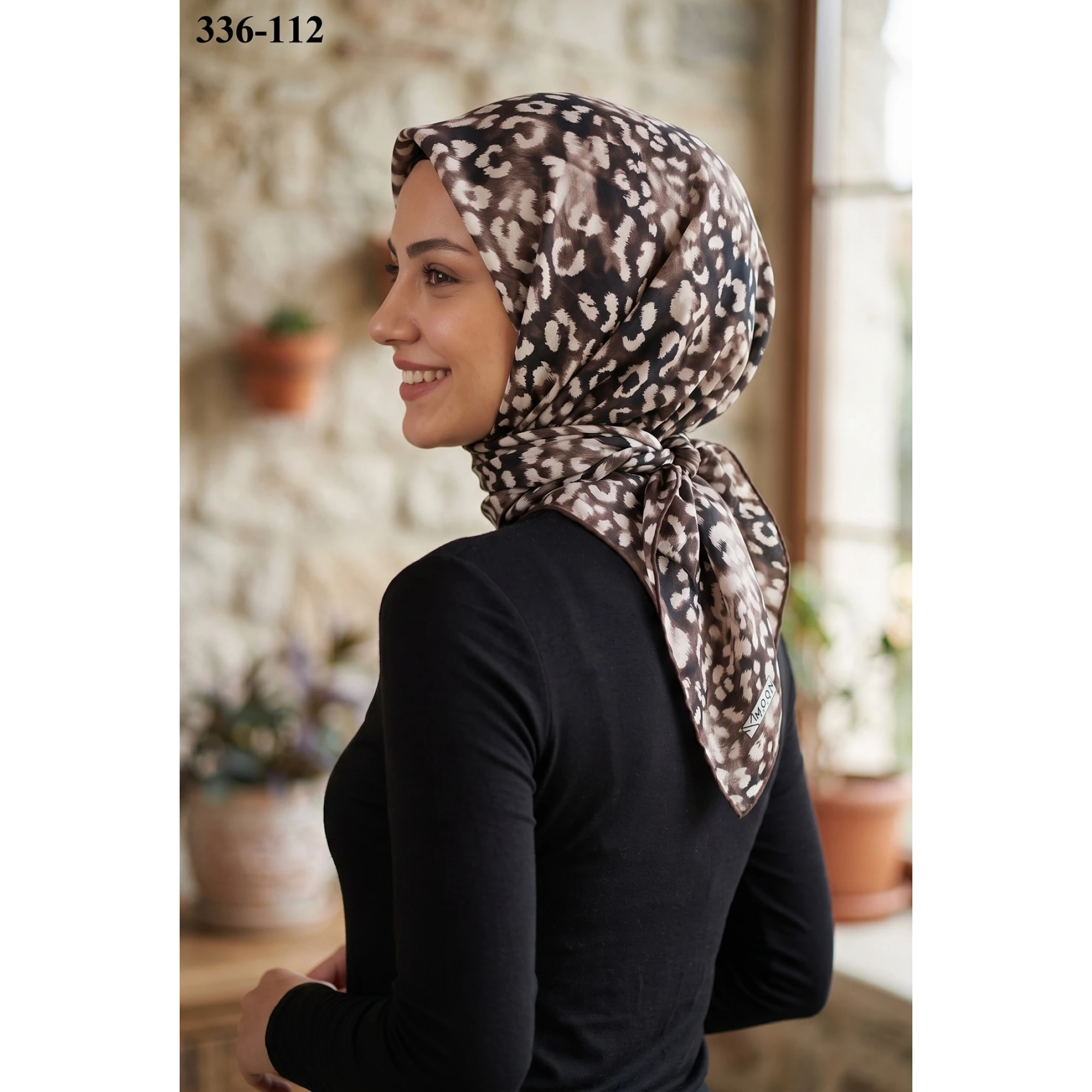MoonScarf Leopar Desenli Soft Pamuk Eşarp 336-112