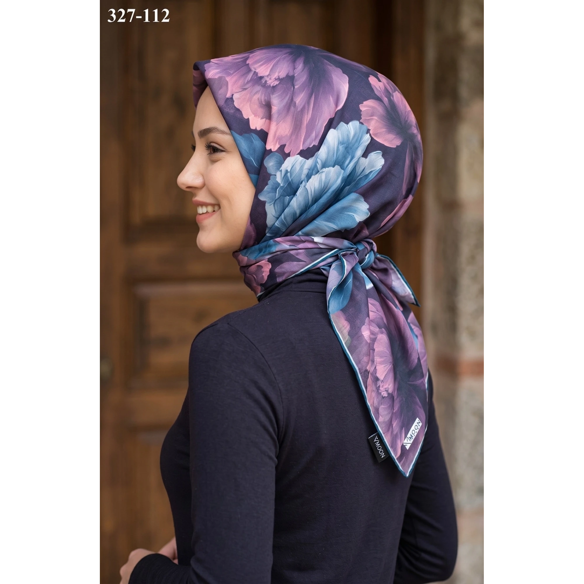 MoonScarf Soft Pamuk Eşarp (Mor - Petrol) 327-112