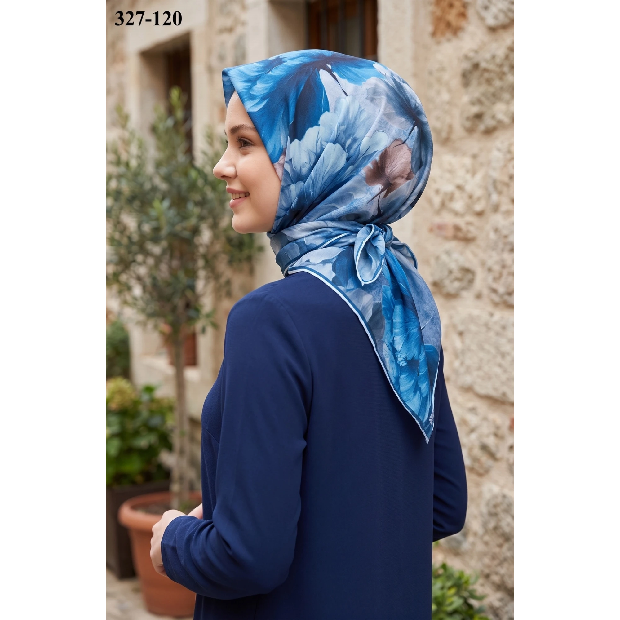 MoonScarf Soft Pamuk Eşarp (Mavi) 327-120