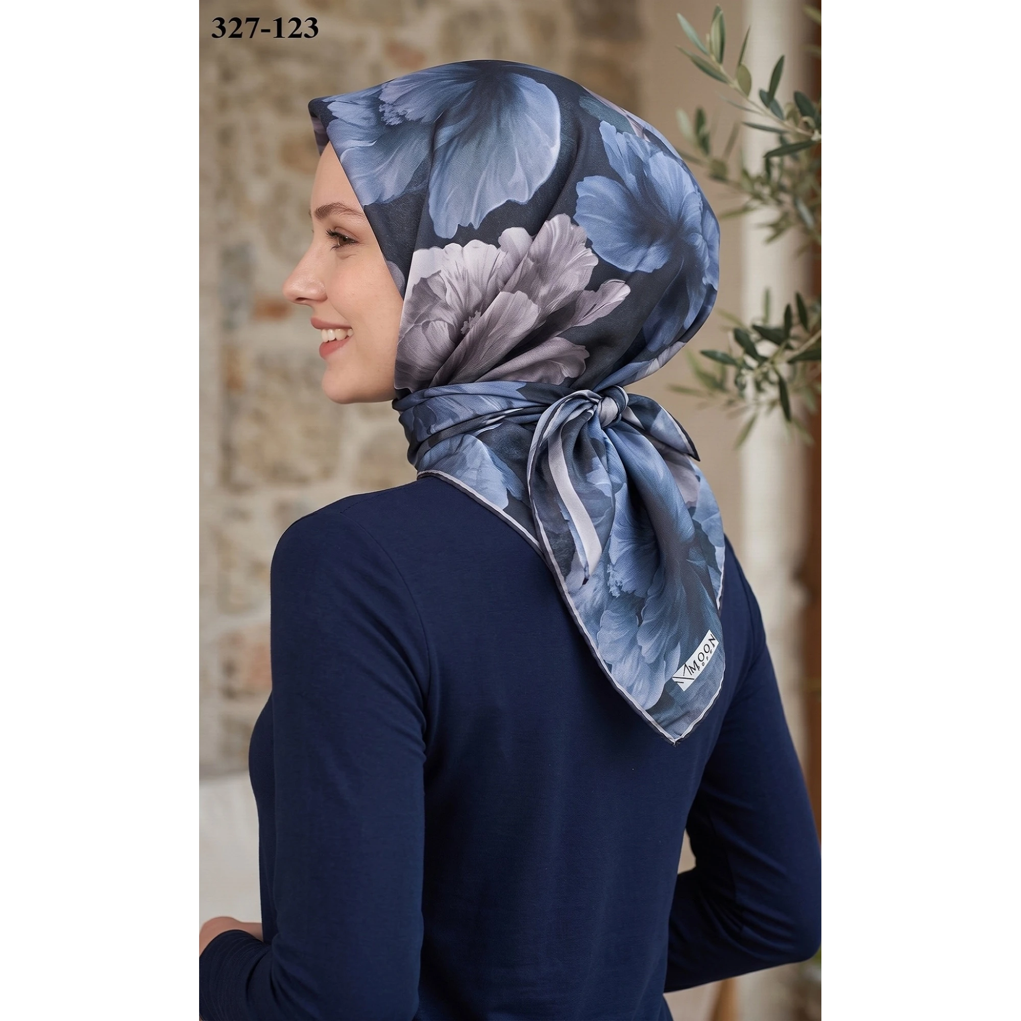 MoonScarf Soft Pamuk Eşarp (Siyah K. Petrol) 327-123