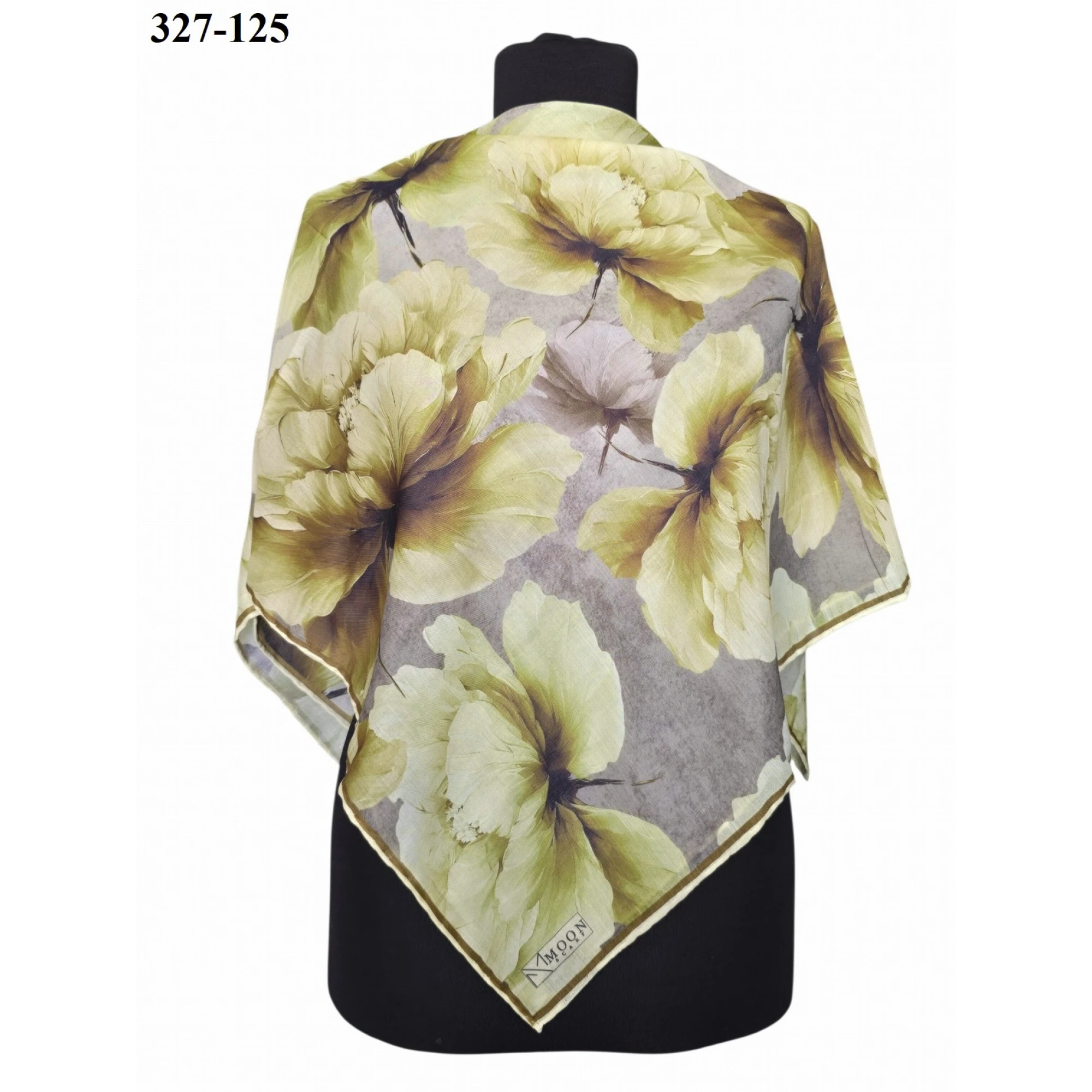 MoonScarf Soft Pamuk Eşarp (Gri - A. Yeşil) 327-125