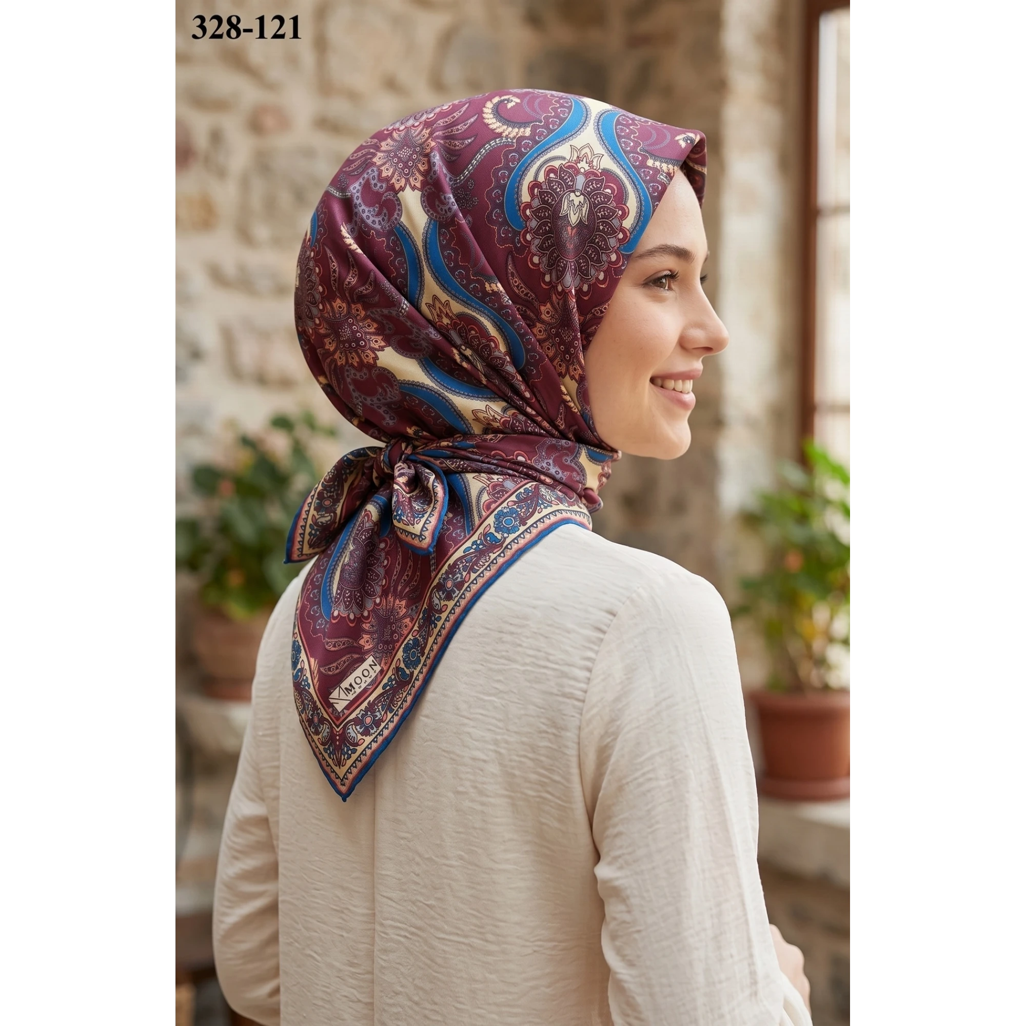 MoonScarf Soft Pamuk Eşarp (Bordo) 328-121