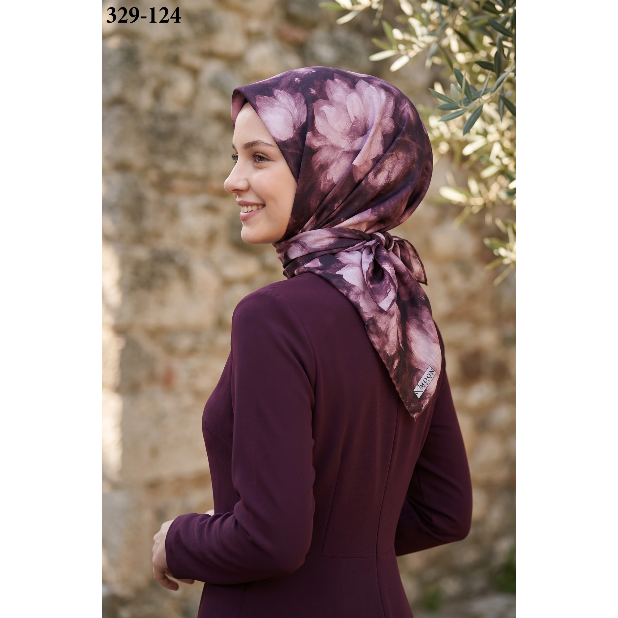MoonScarf Soft Pamuk Eşarp (Koyu Mürdüm) 329-124
