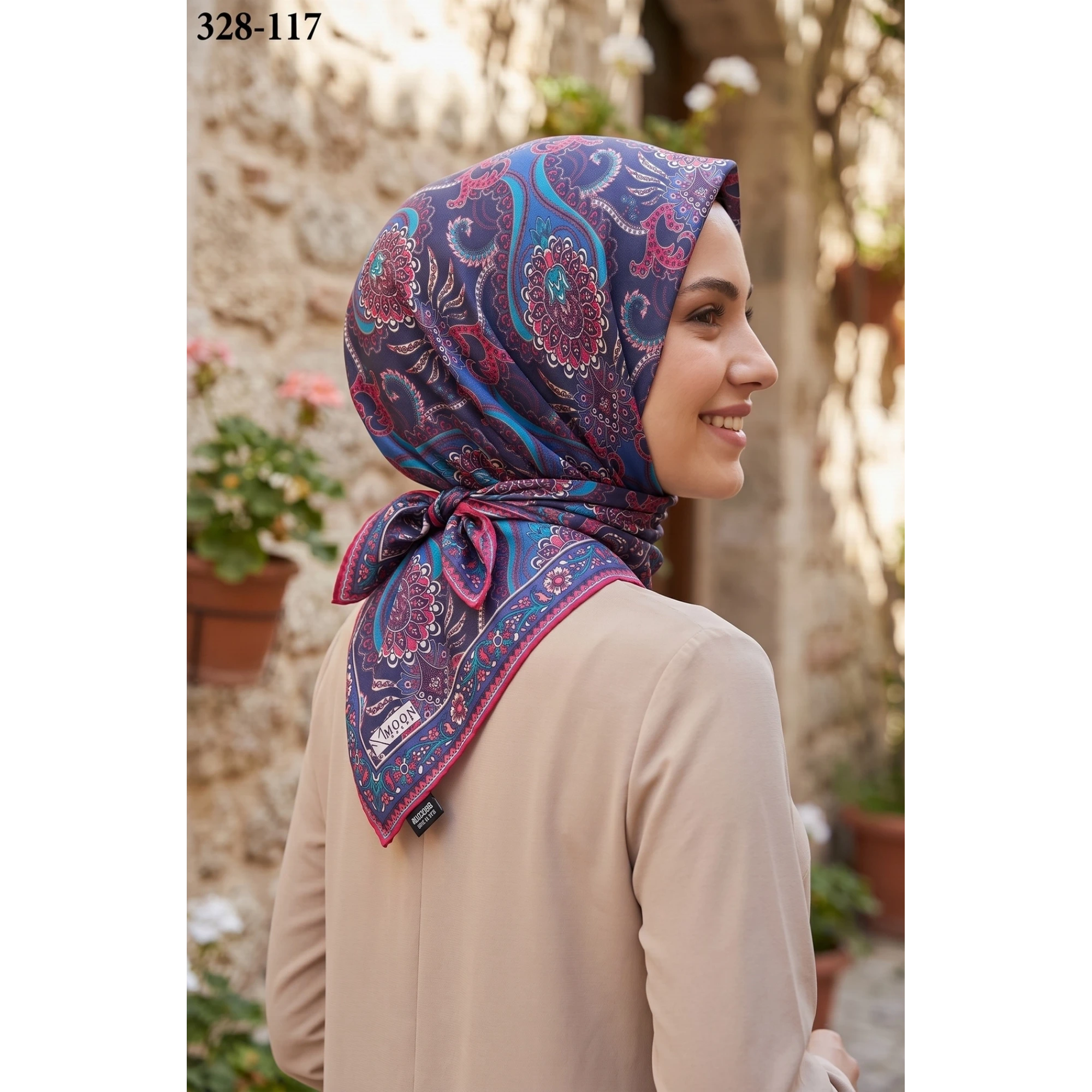 MoonScarf Soft Pamuk Eşarp (Lacivert) 328-117