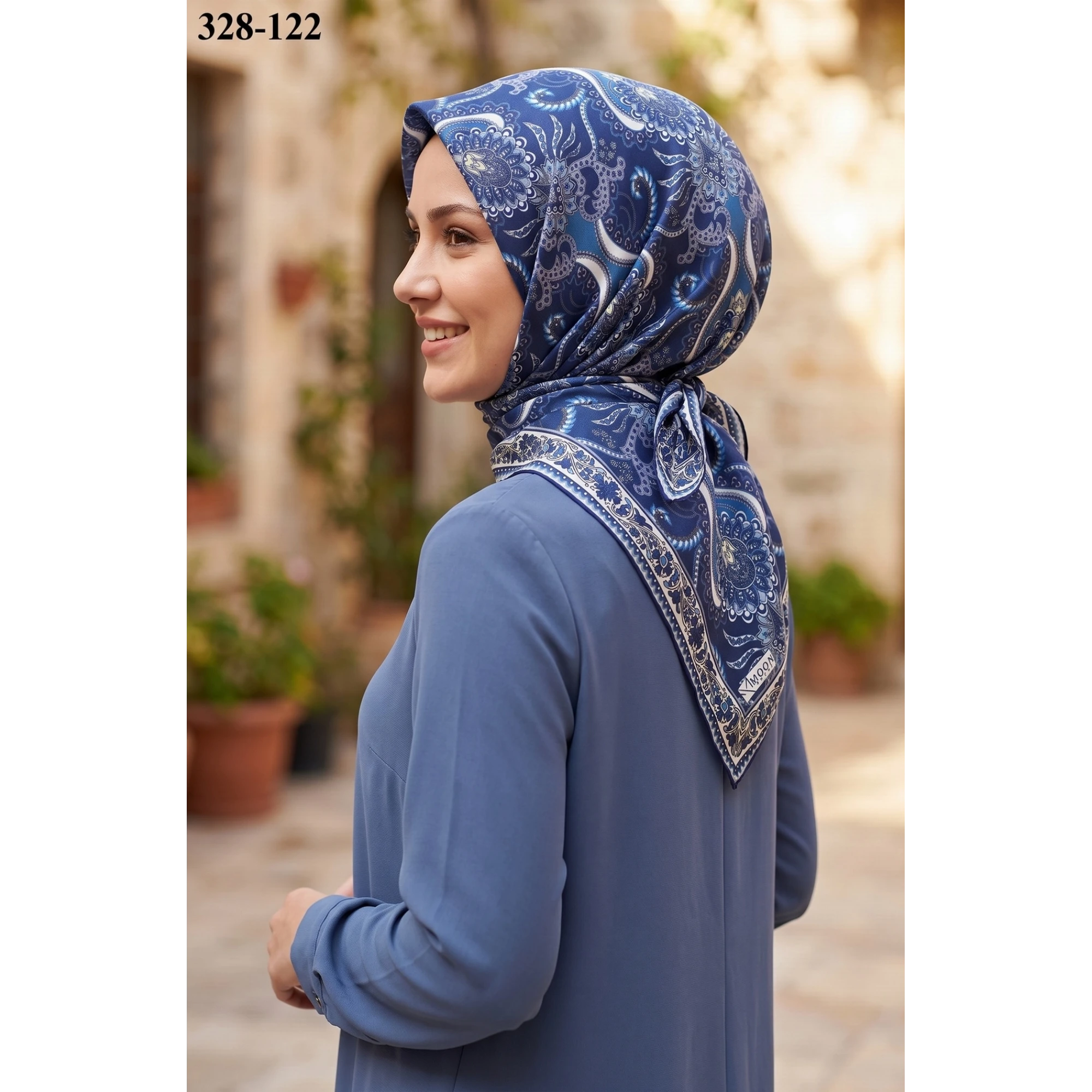 MoonScarf Soft Pamuk Eşarp (Lacivert) 328-122