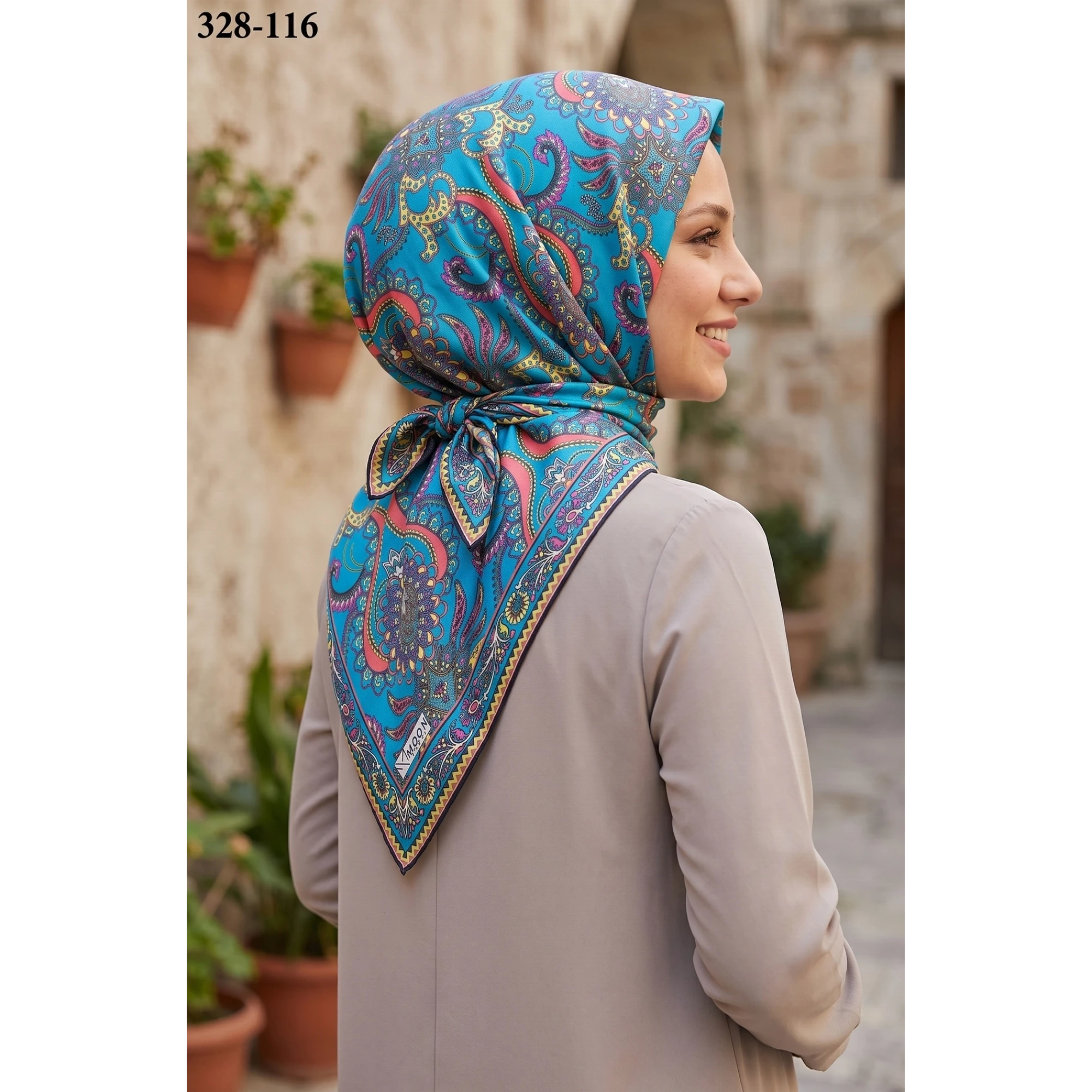 MoonScarf Soft Pamuk Eşarp (Mavi) 328-116