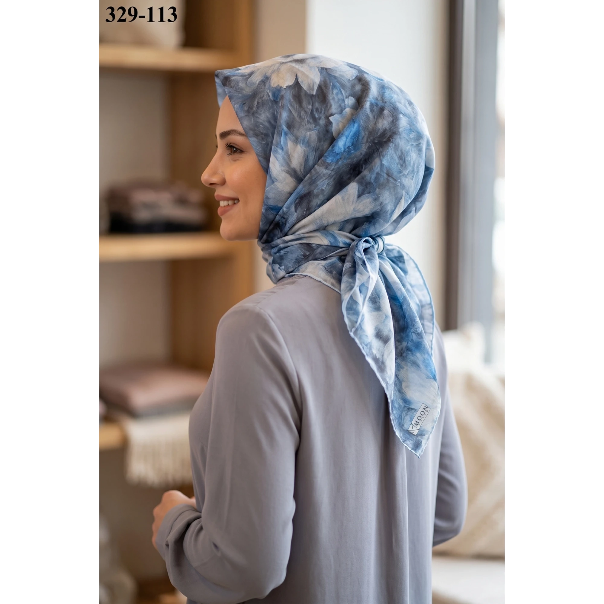 MoonScarf Soft Pamuk Eşarp (Mavi) 329-113