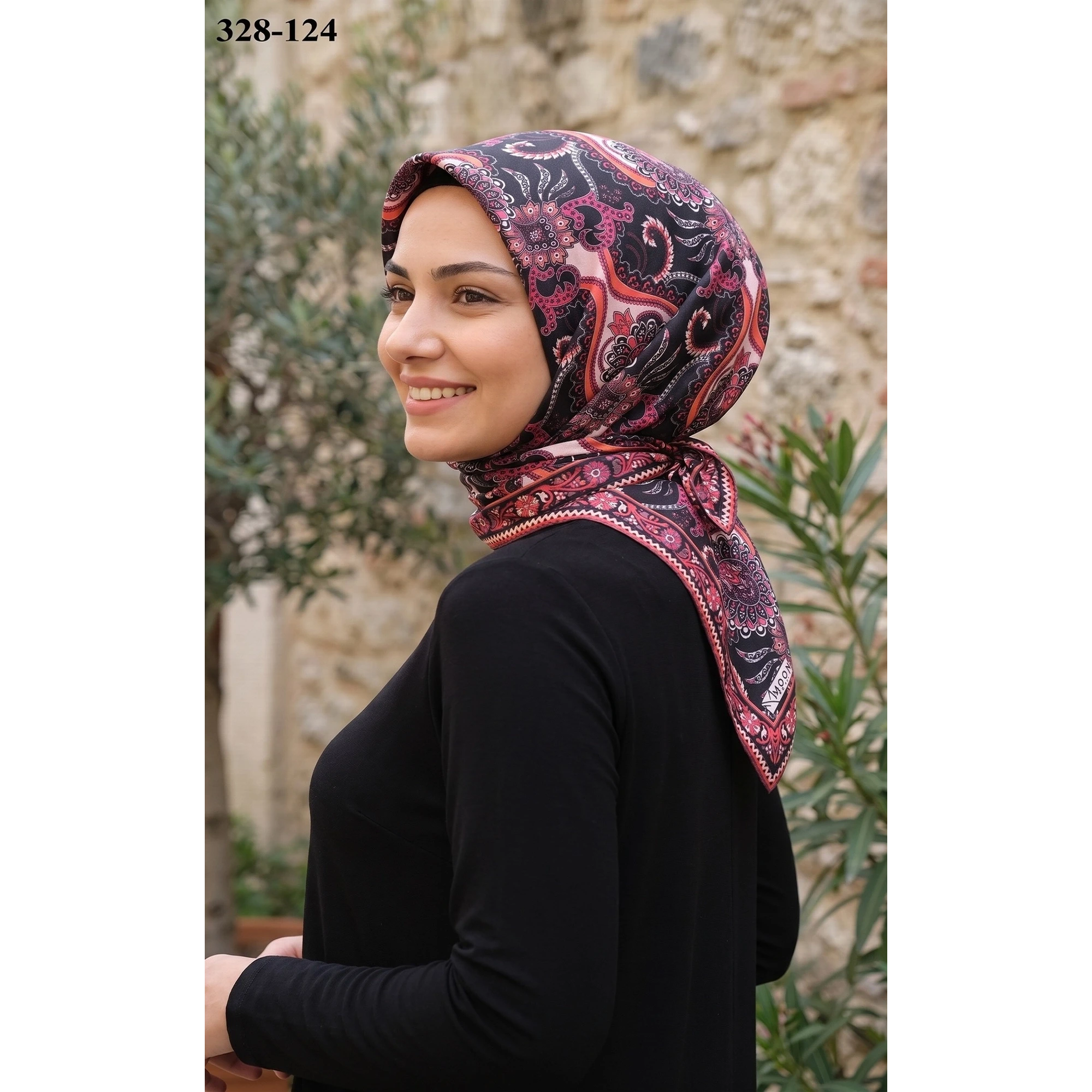 MoonScarf Soft Pamuk Eşarp (Siyah) 328-124