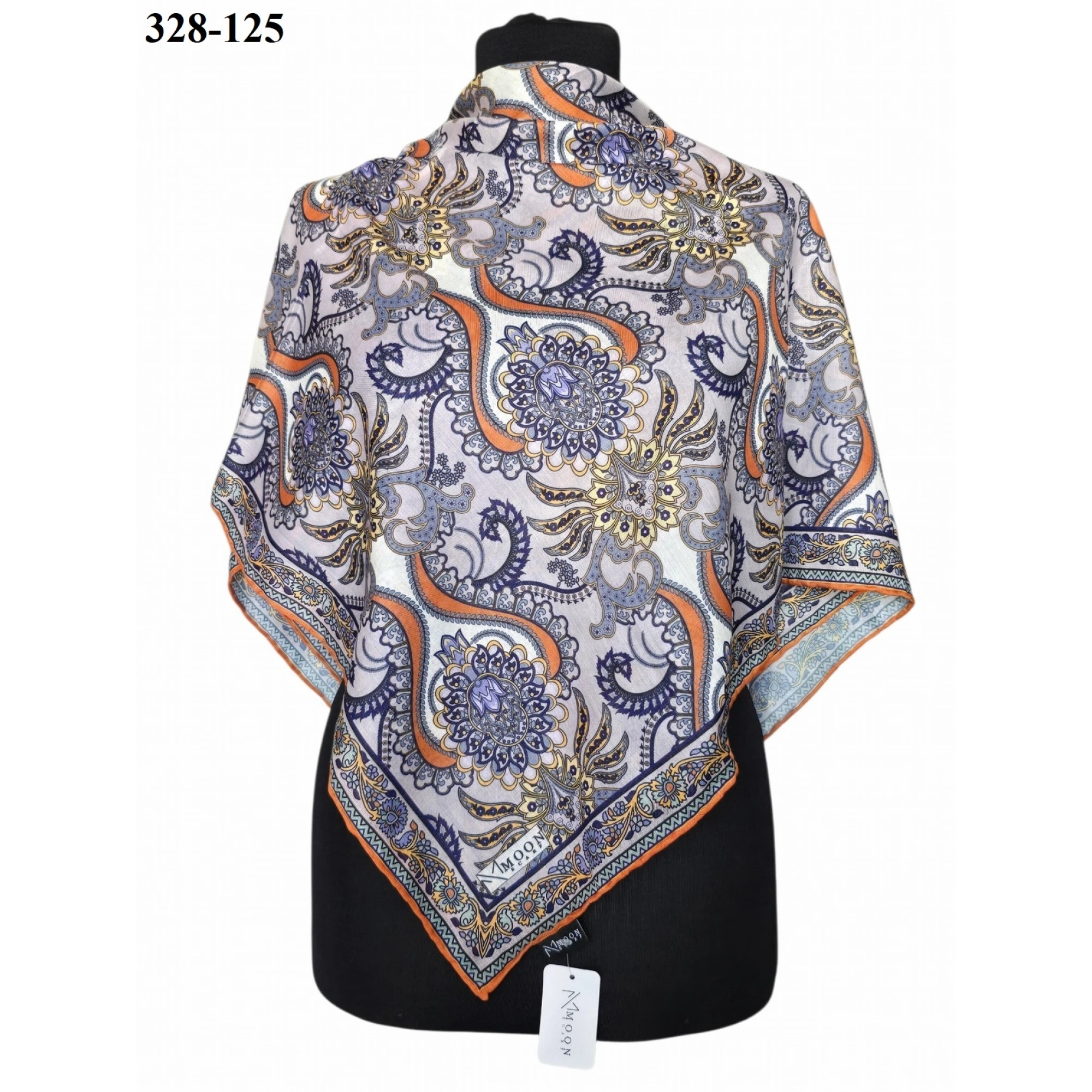 MoonScarf Soft Pamuk Eşarp (Turuncu - Gri) 328-125