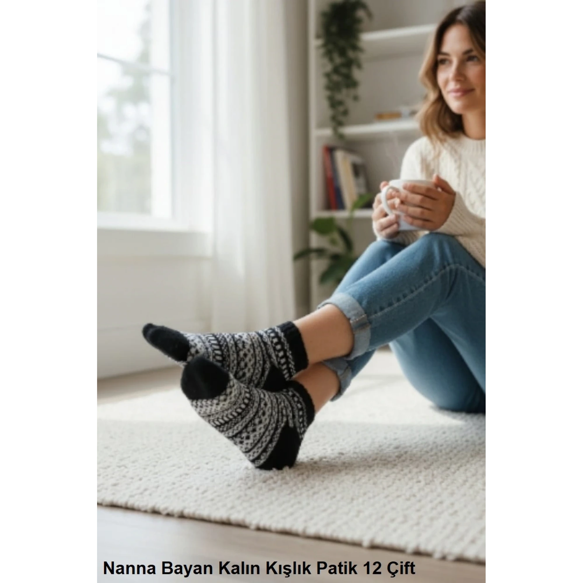 Nanna Kalın Kışlık Bayan Patik Çorap 12 Çift