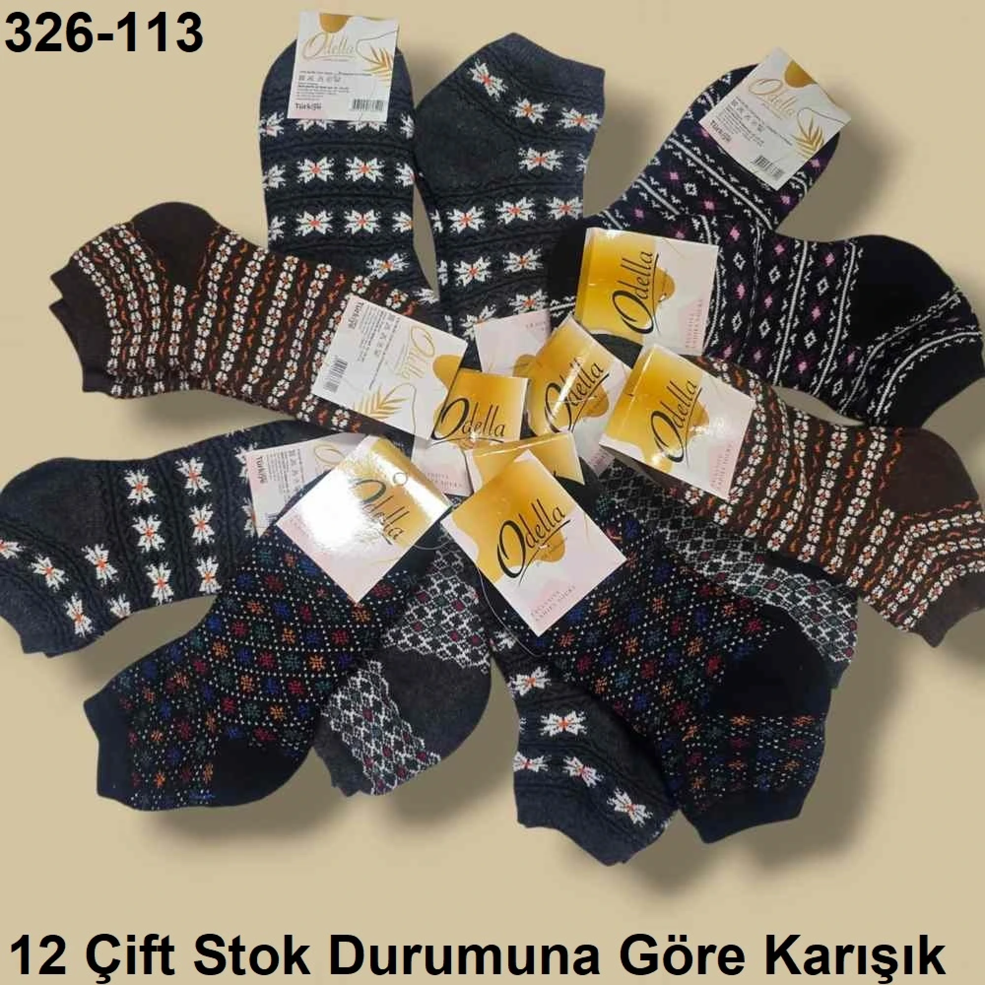 Odella Kalın Kışlık Bayan Soket Çorap 12 Çift 326-113