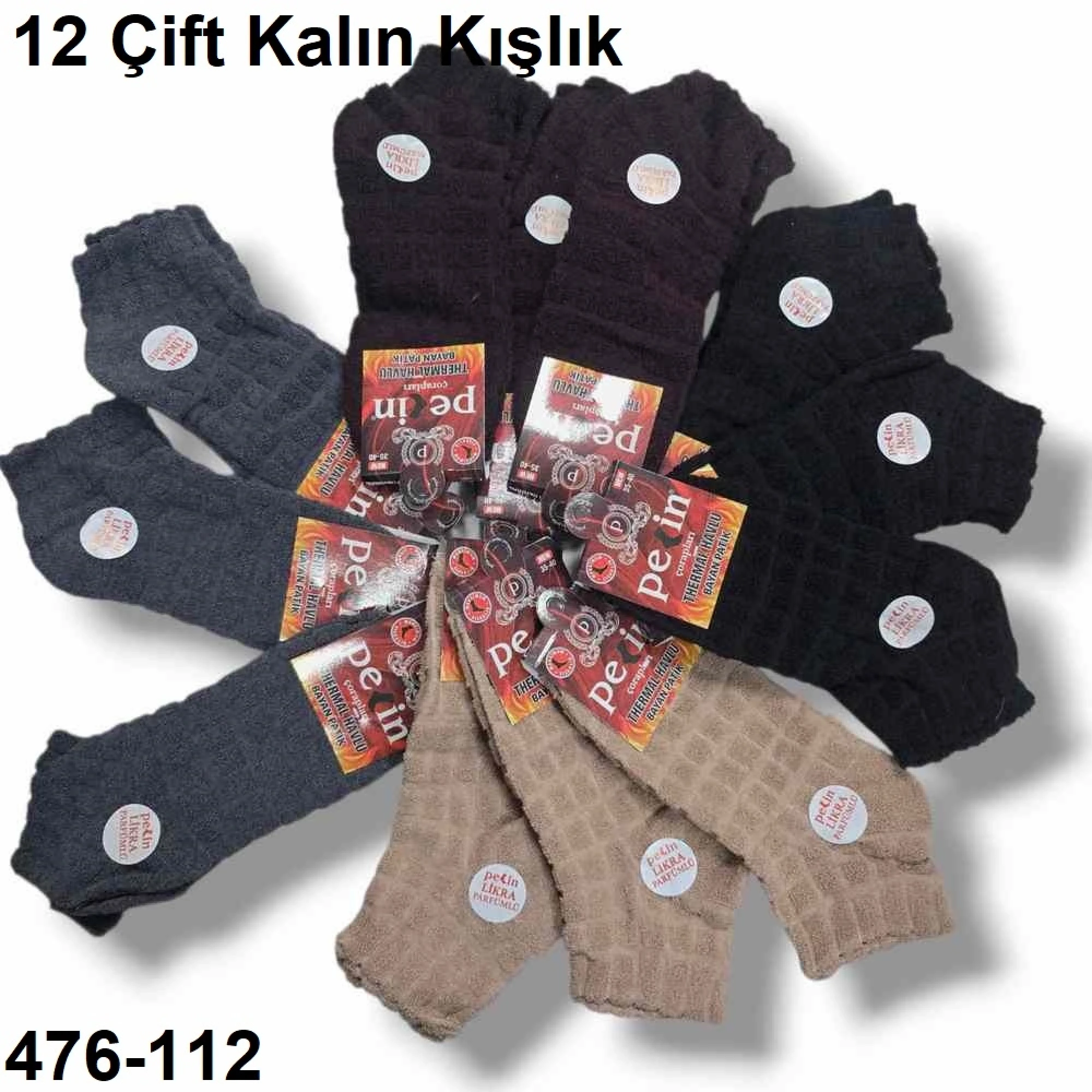 Pelin Termal Havlu Kışlık Bayan Patik Çorap Parfümlü (12 Çift ) 476-112