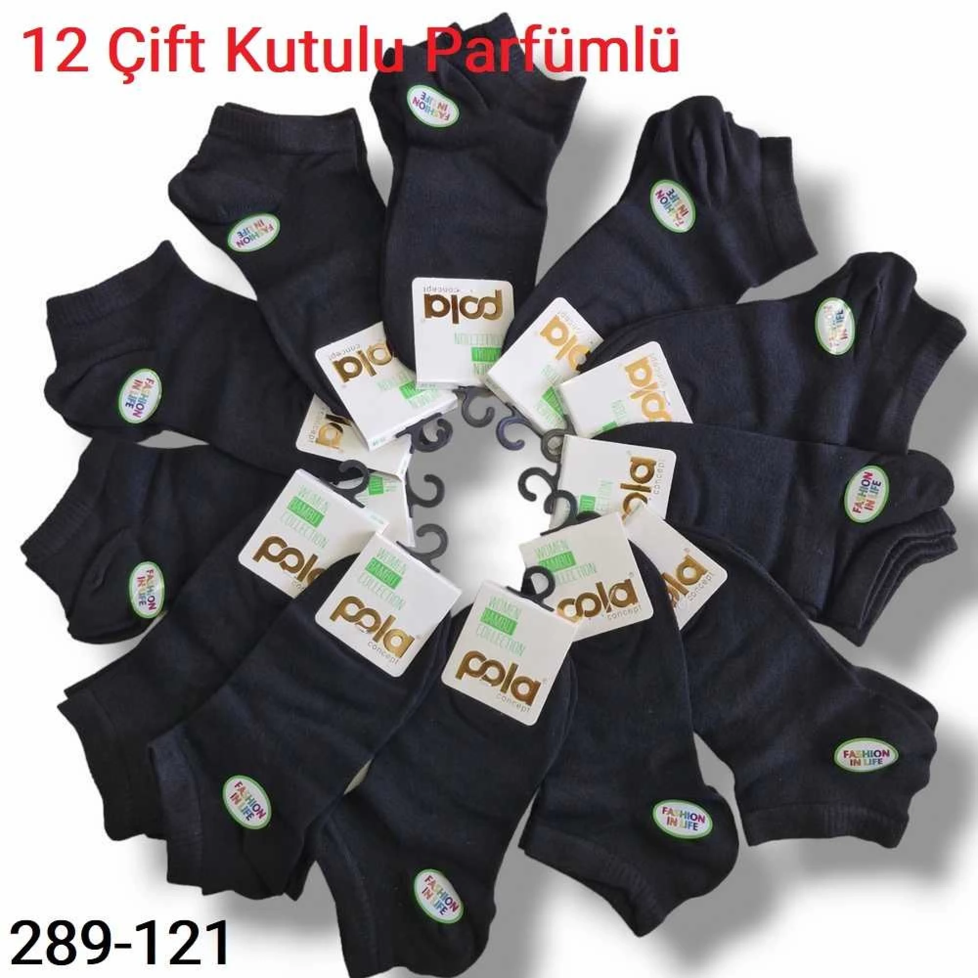 Pola Bambu Dikişsiz Bayan Patik Çorap (12 Çift ) 289-121