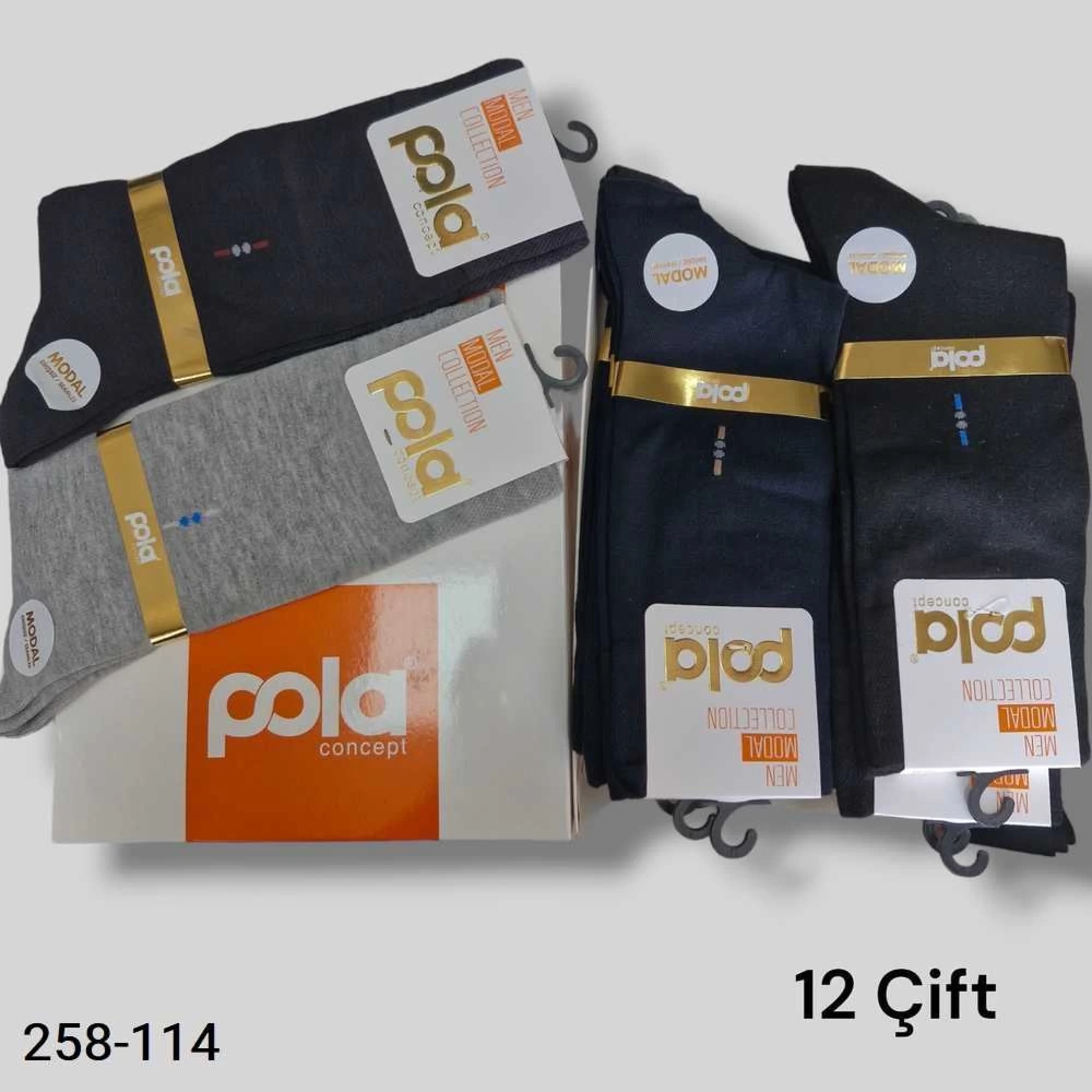 Pola Modal Dikişsiz Erkek Soket Çorap (12 Çift ) 258-114