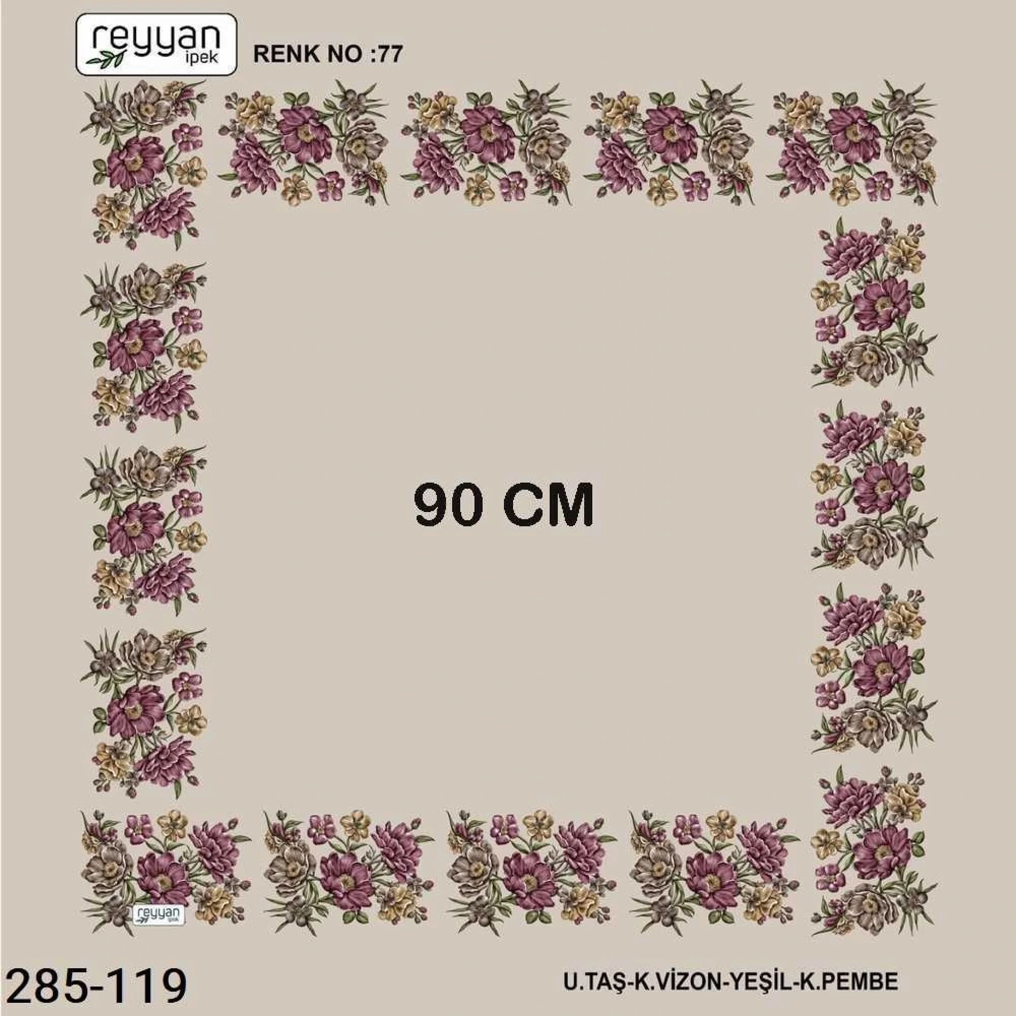 Reyyan İpek 90 CM İçi Boş Oyalık Yazma 285-119
