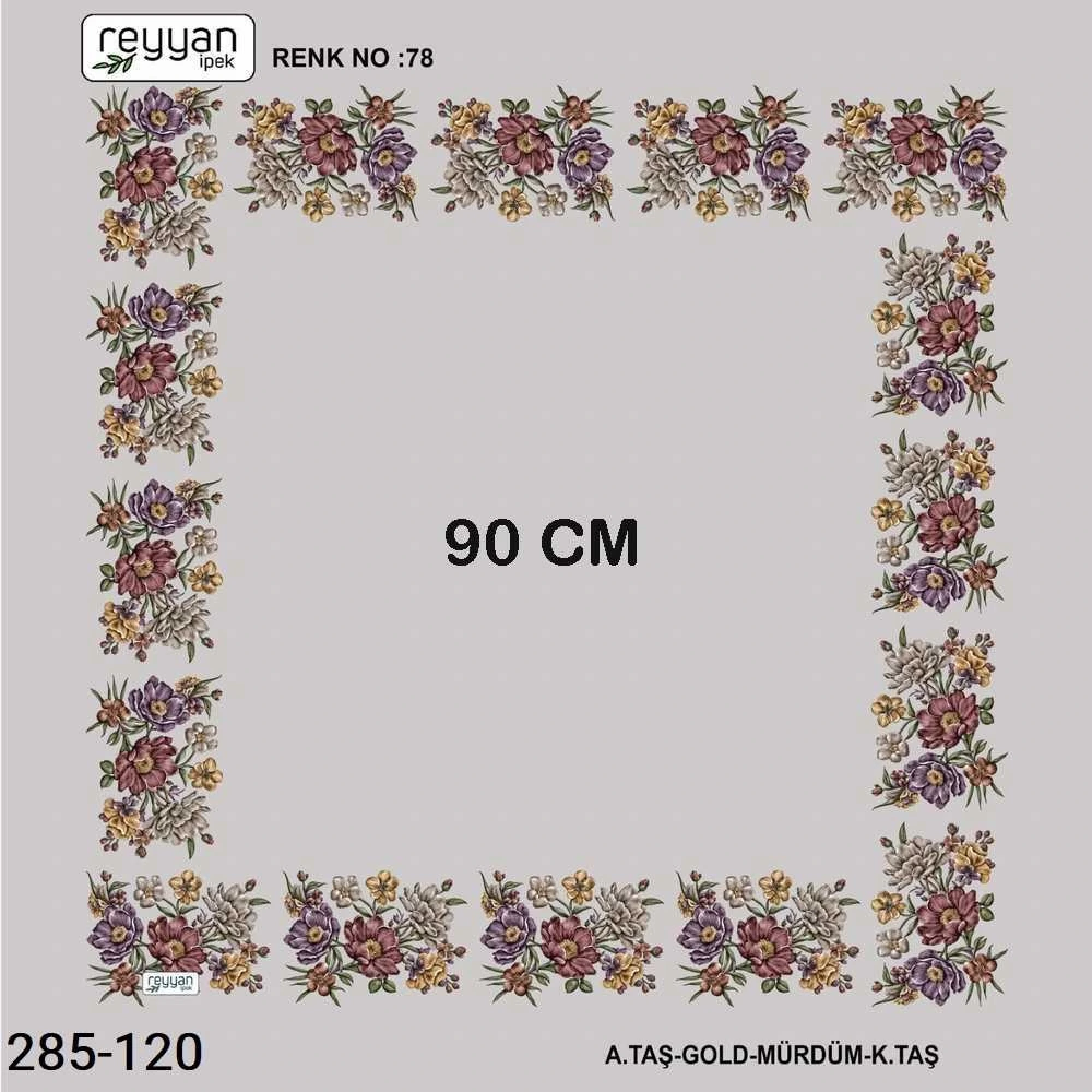 Reyyan İpek 90 CM İçi Boş Oyalık Yazma 285-120