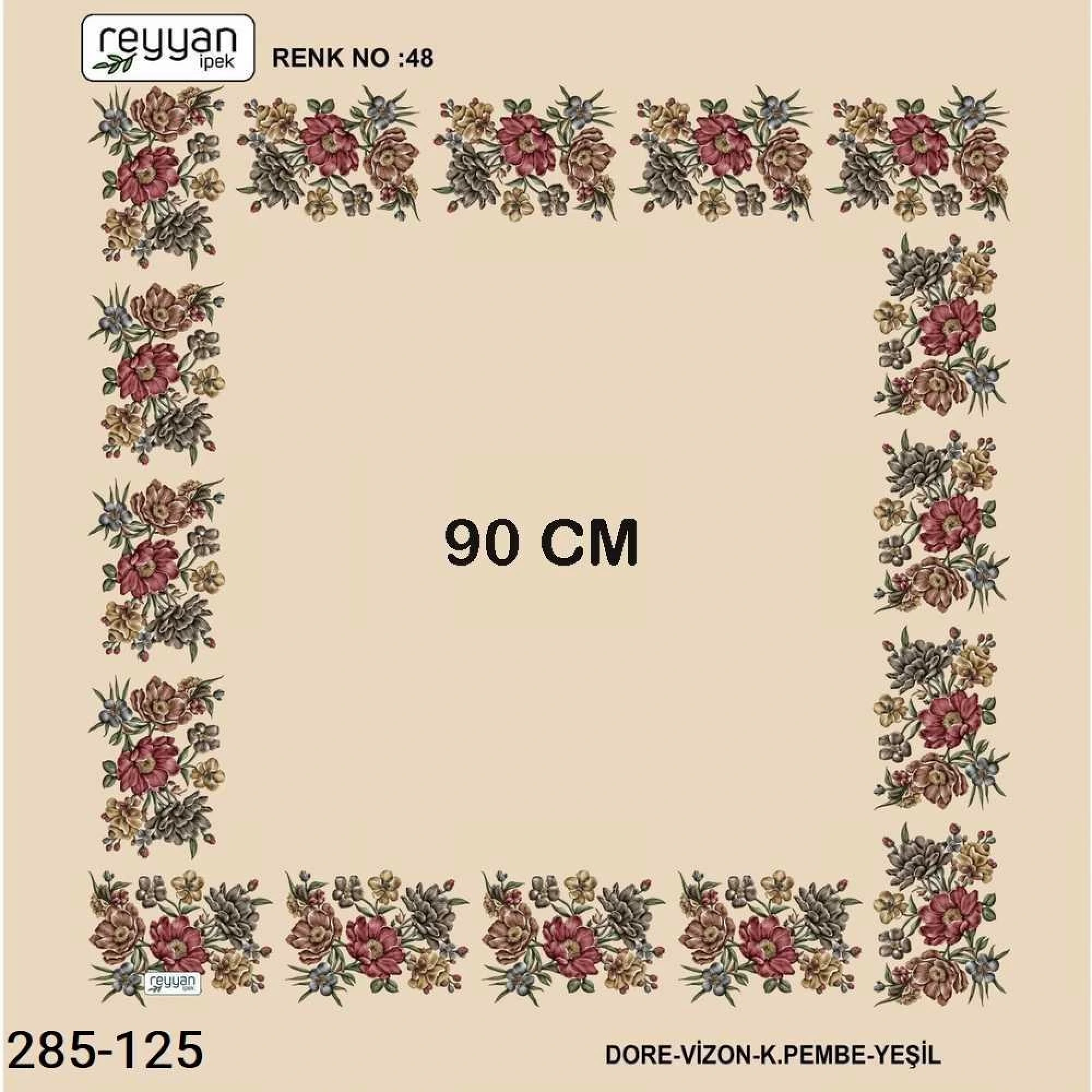 Reyyan İpek 90 CM İçi Boş Oyalık Yazma 285-125