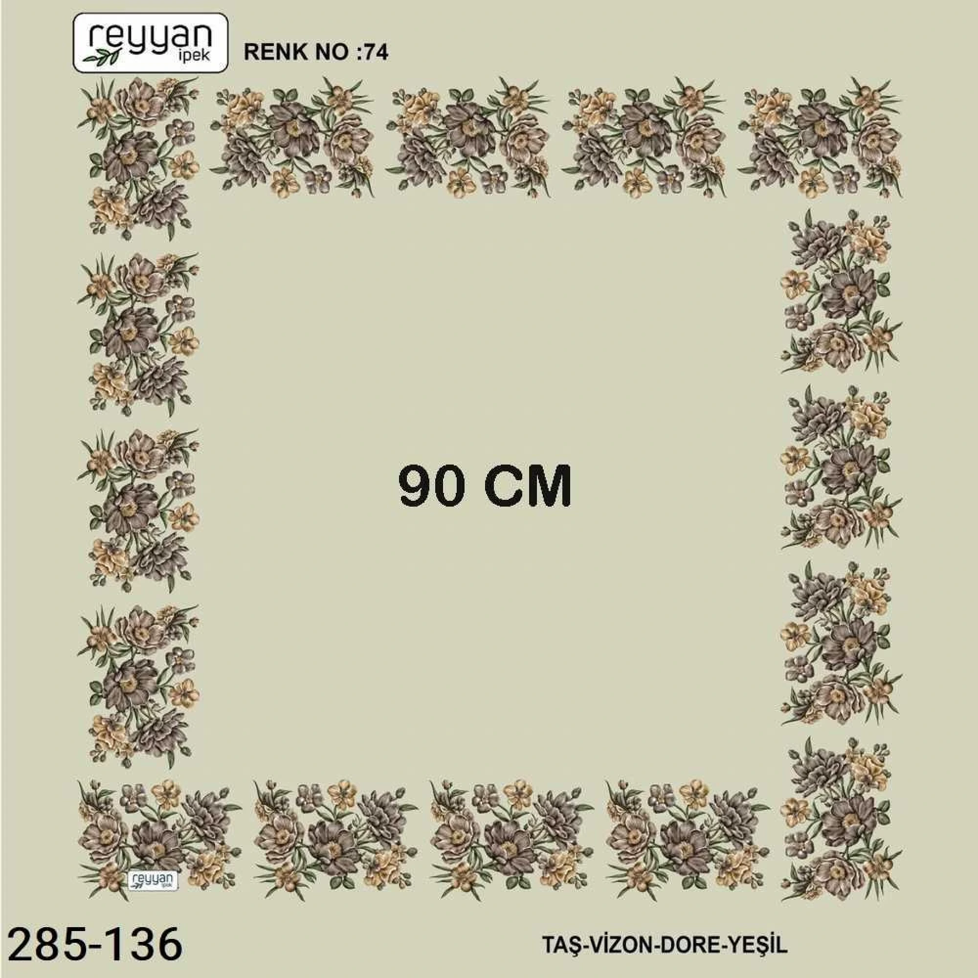 Reyyan İpek 90 CM İçi Boş Oyalık Yazma 285-136