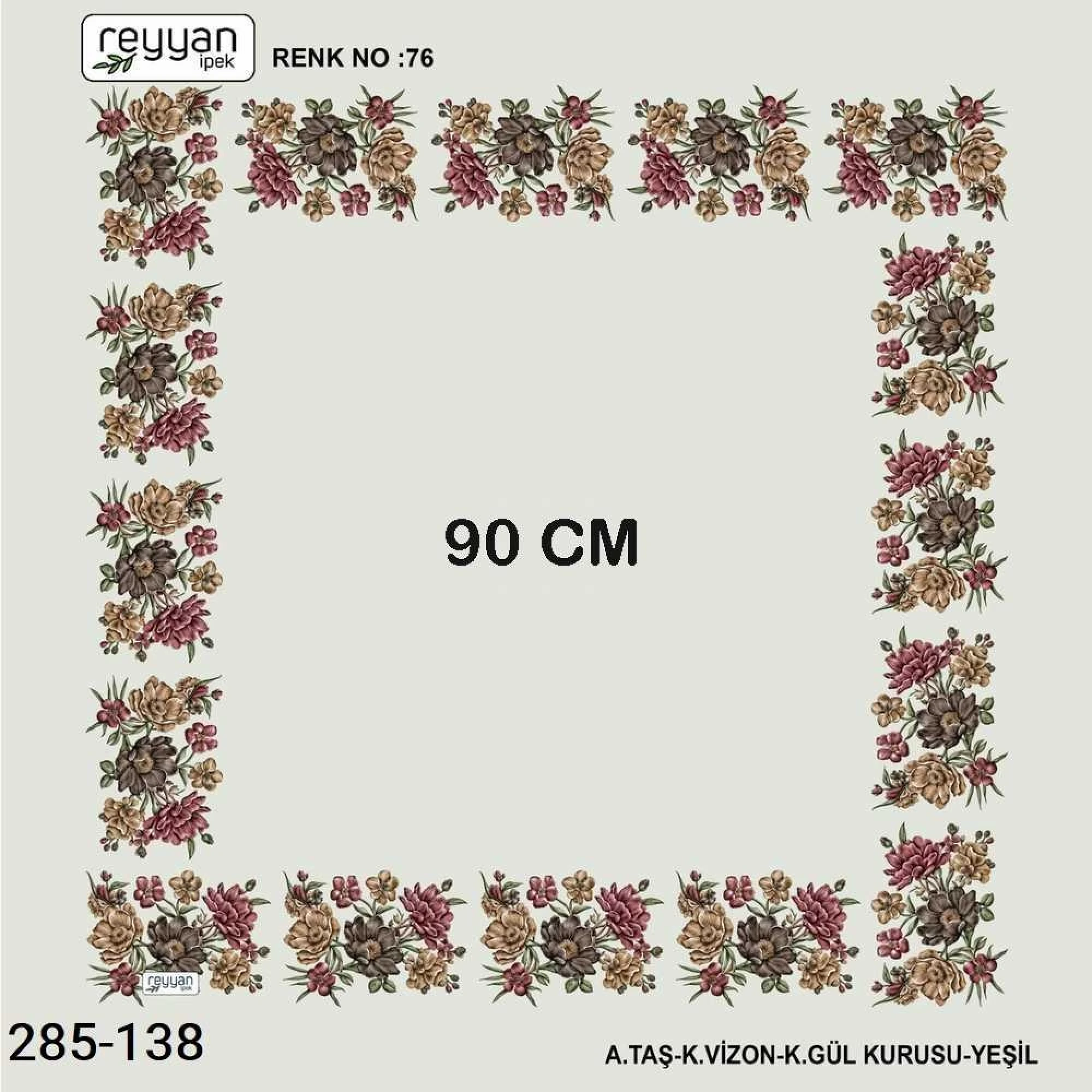 Reyyan İpek 90 CM İçi Boş Oyalık Yazma 285-138