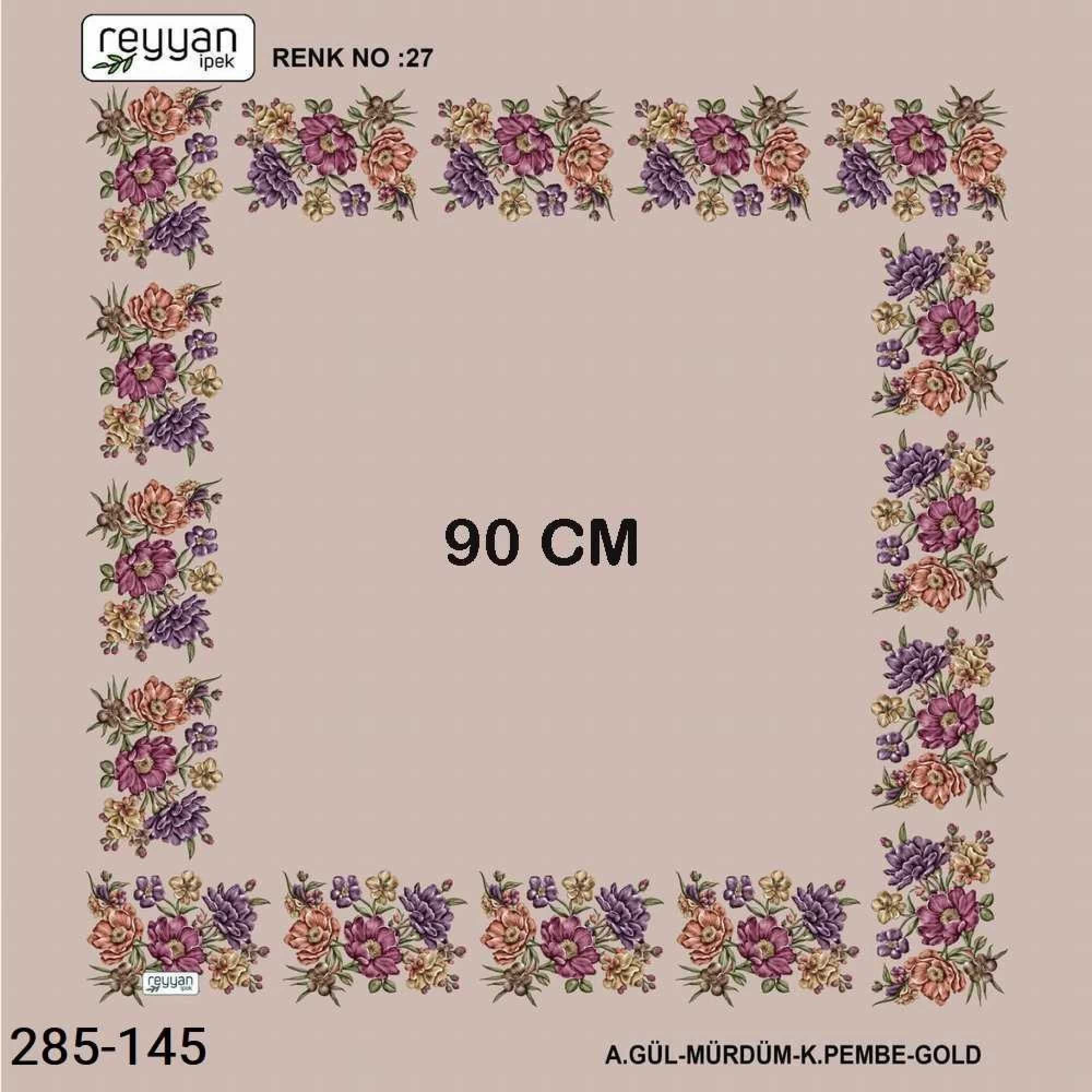 Reyyan İpek 90 CM İçi Boş Oyalık Yazma 285-145