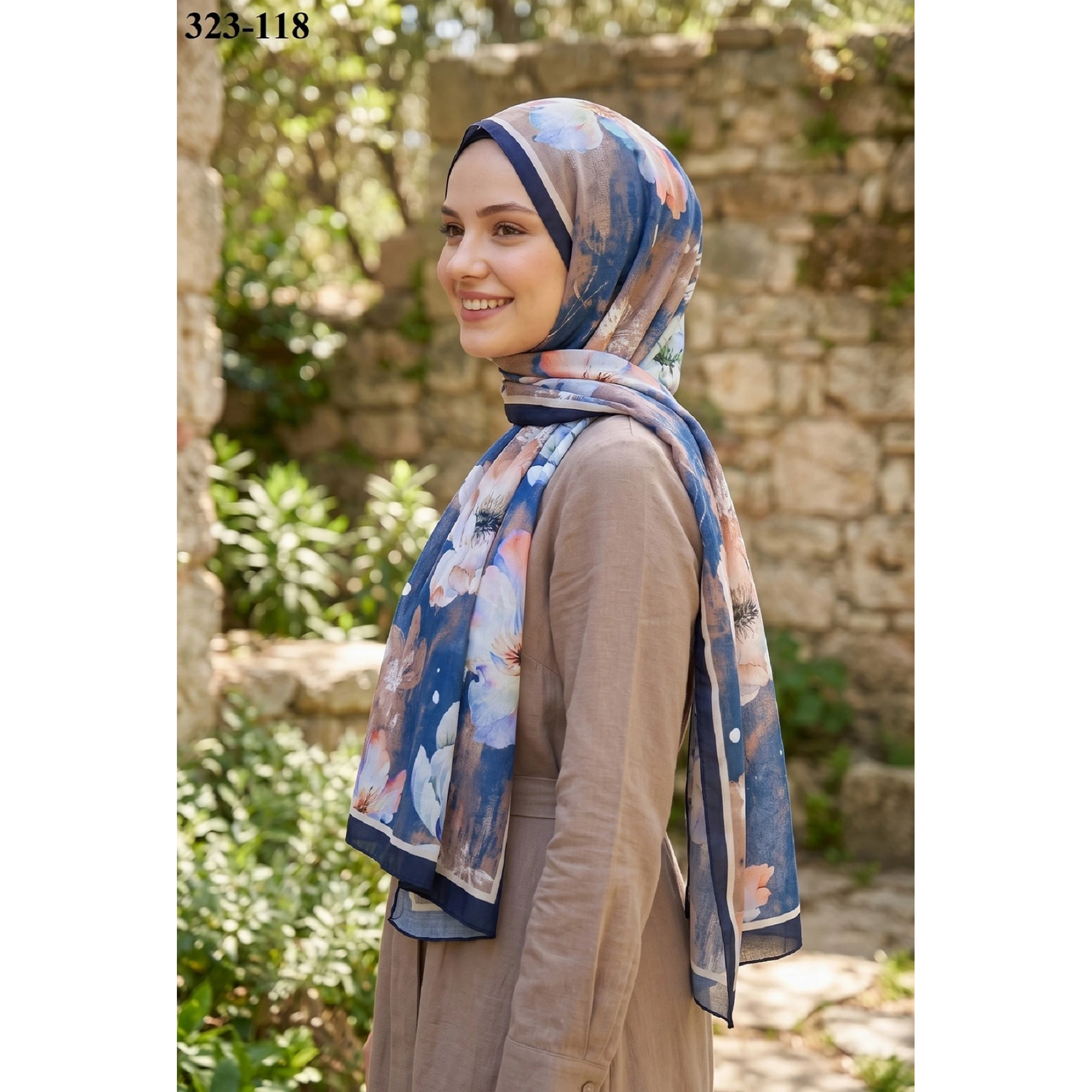 Sharell Desenli Bambu Kraş Pamuk Şal 323-118