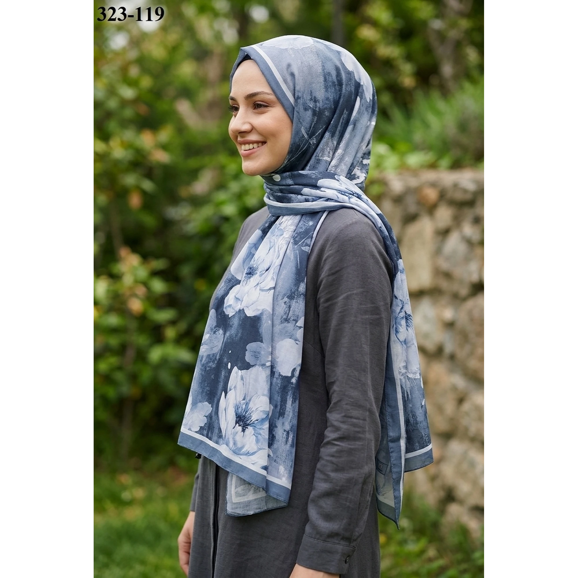Sharell Desenli Bambu Kraş Pamuk Şal 323-119