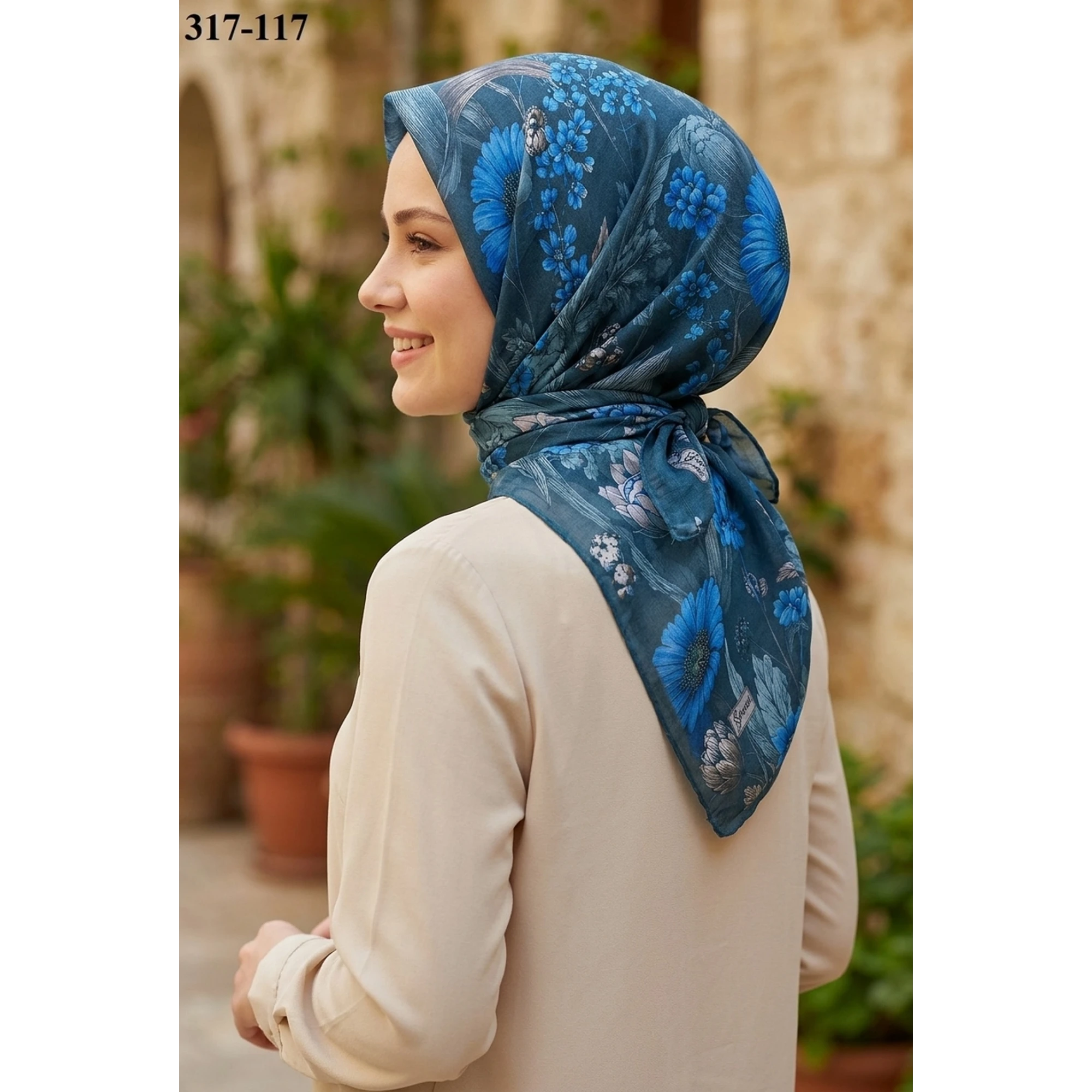 Sharell Desenli Soft Pamuk Eşarp 317-117