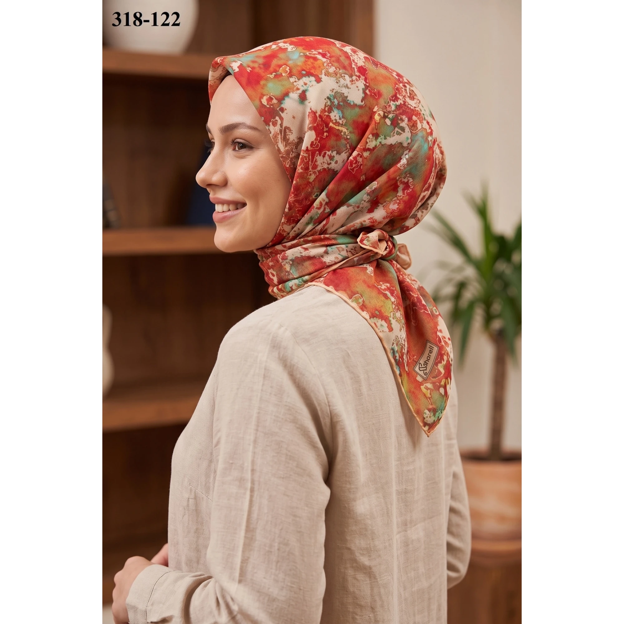 Sharell Desenli Soft Pamuk Eşarp 318-122