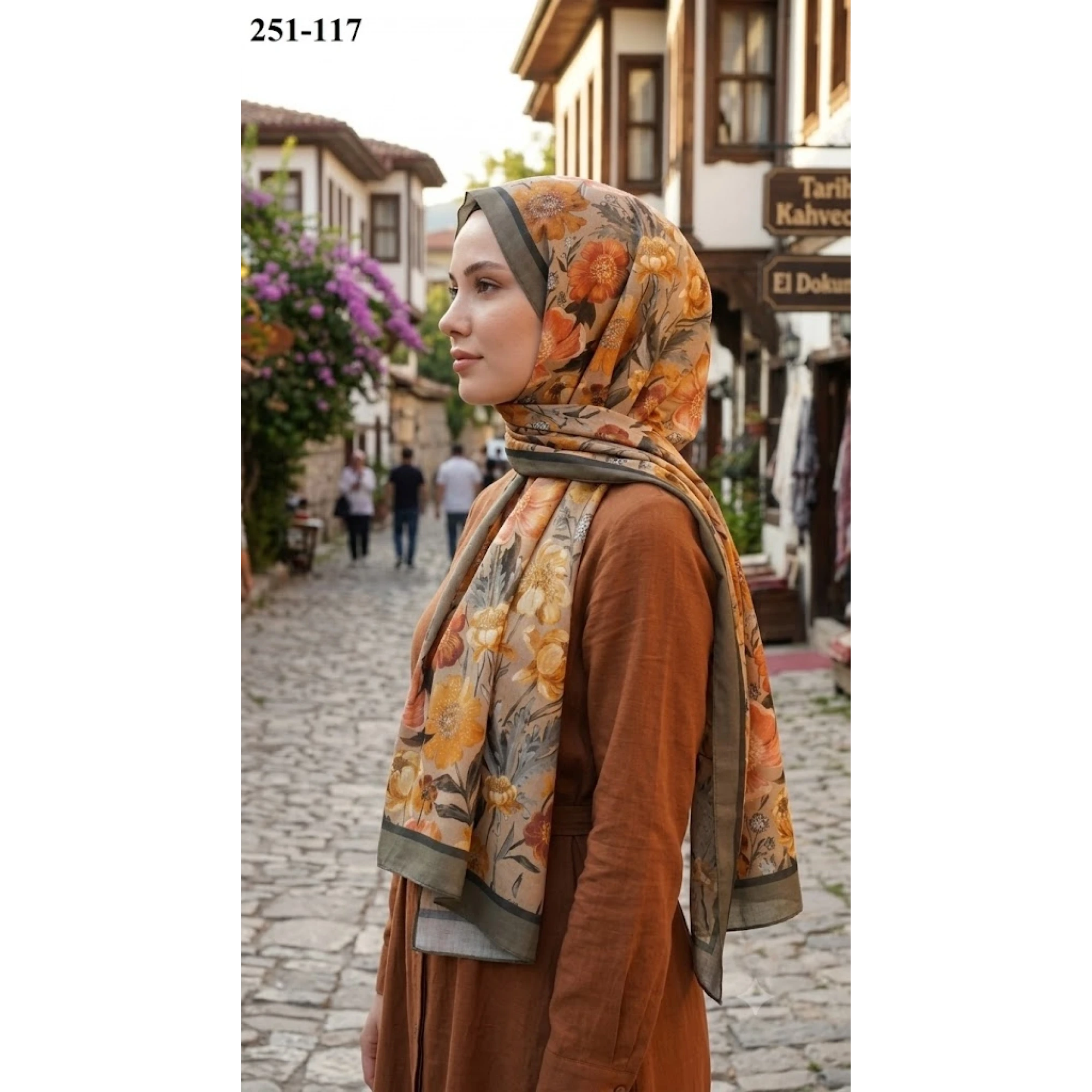 Sharell Fransız İpeği Şal (Askeri Yeşil) 251-117