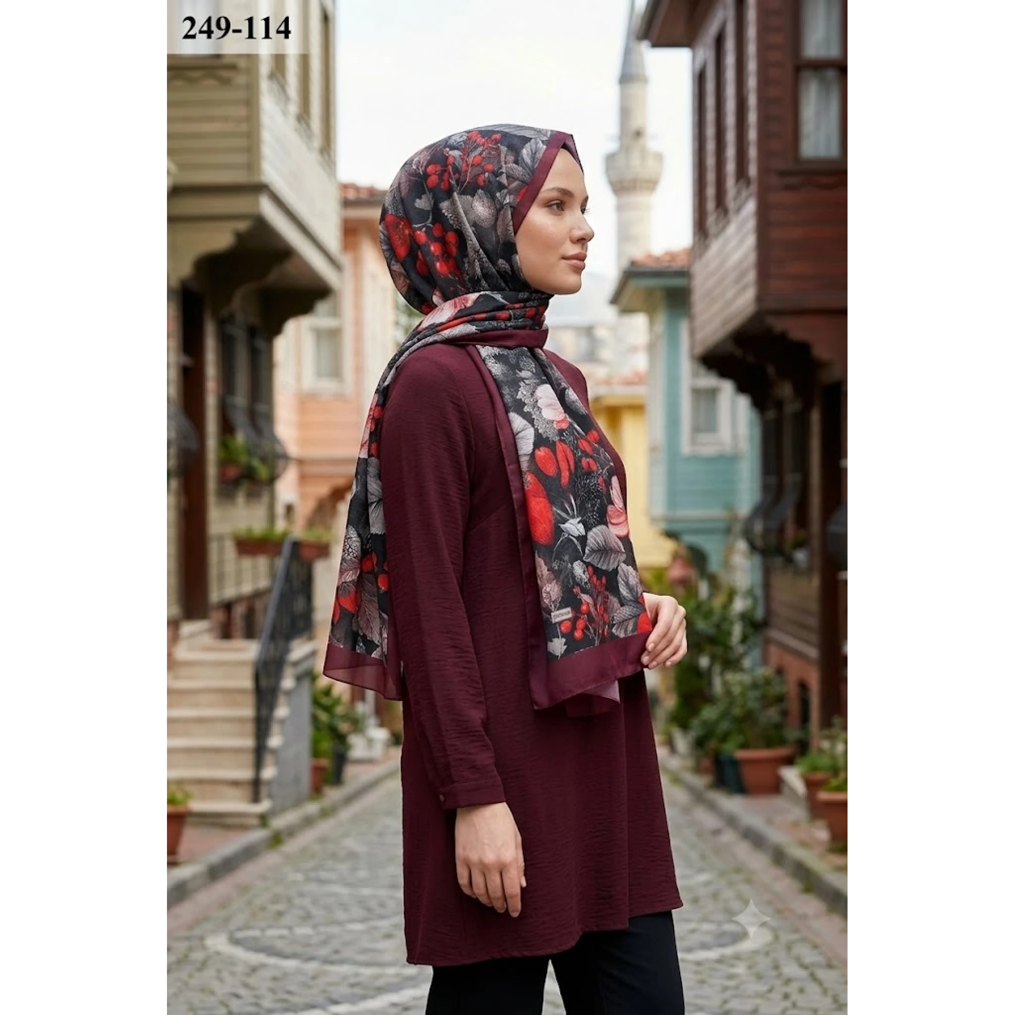 Sharell Fransız İpeği Şal (Bordo) 249-114