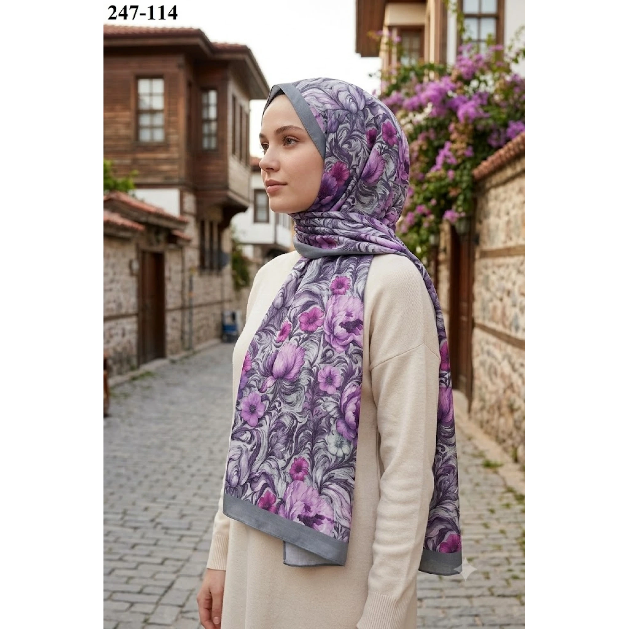 Sharell Fransız İpeği Şal (Gri) 247-114