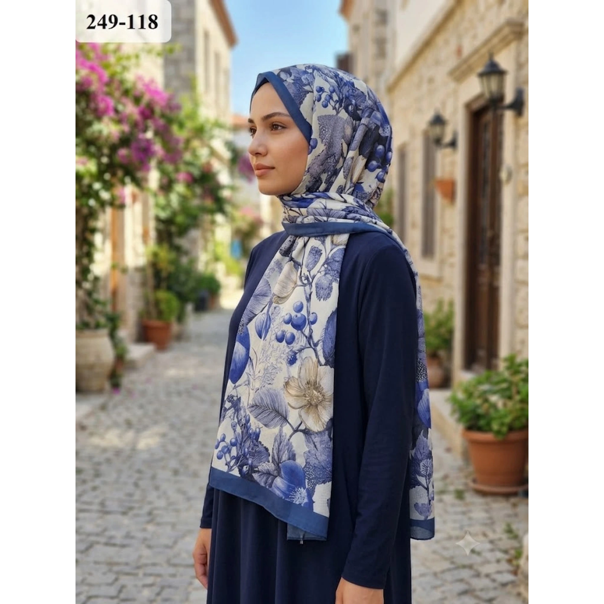 Sharell Fransız İpeği Şal (İndigo) 249-118