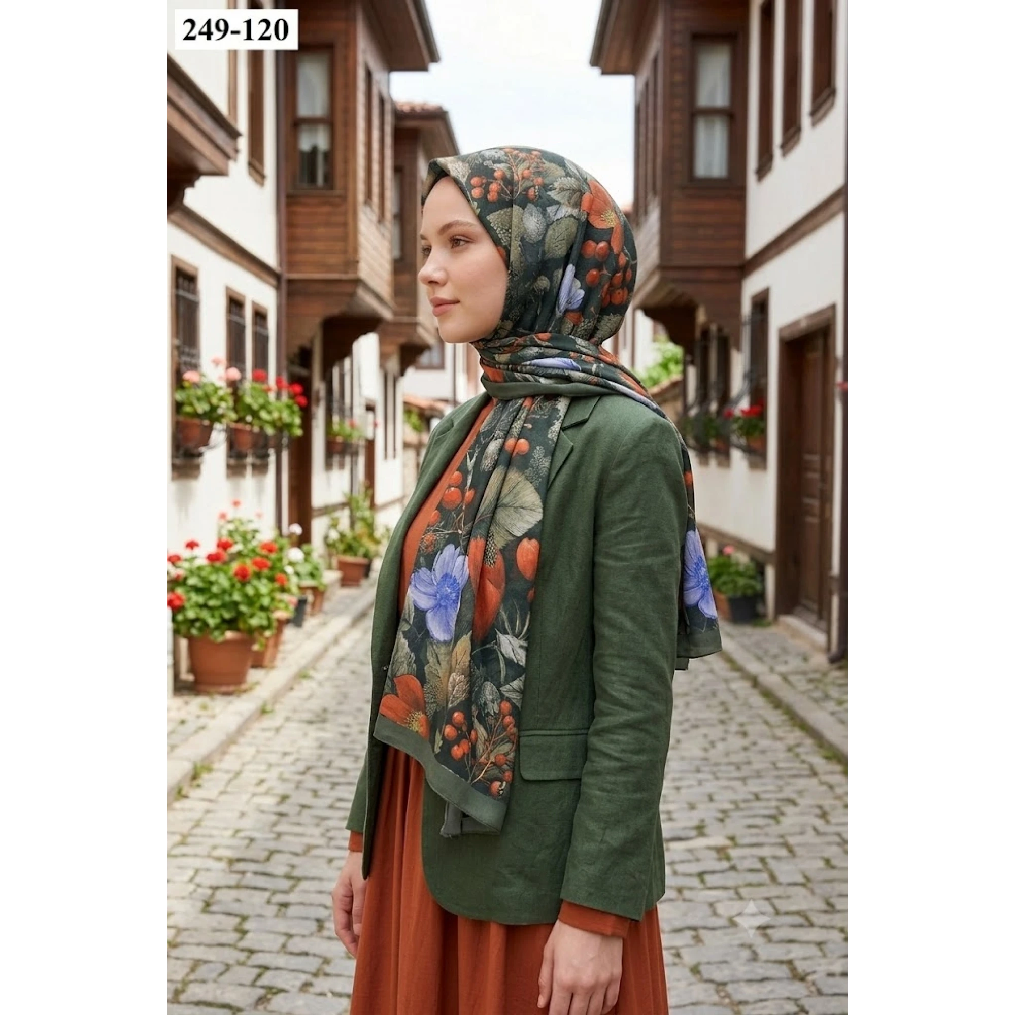 Sharell Fransız İpeği Şal (Haki) 249-120