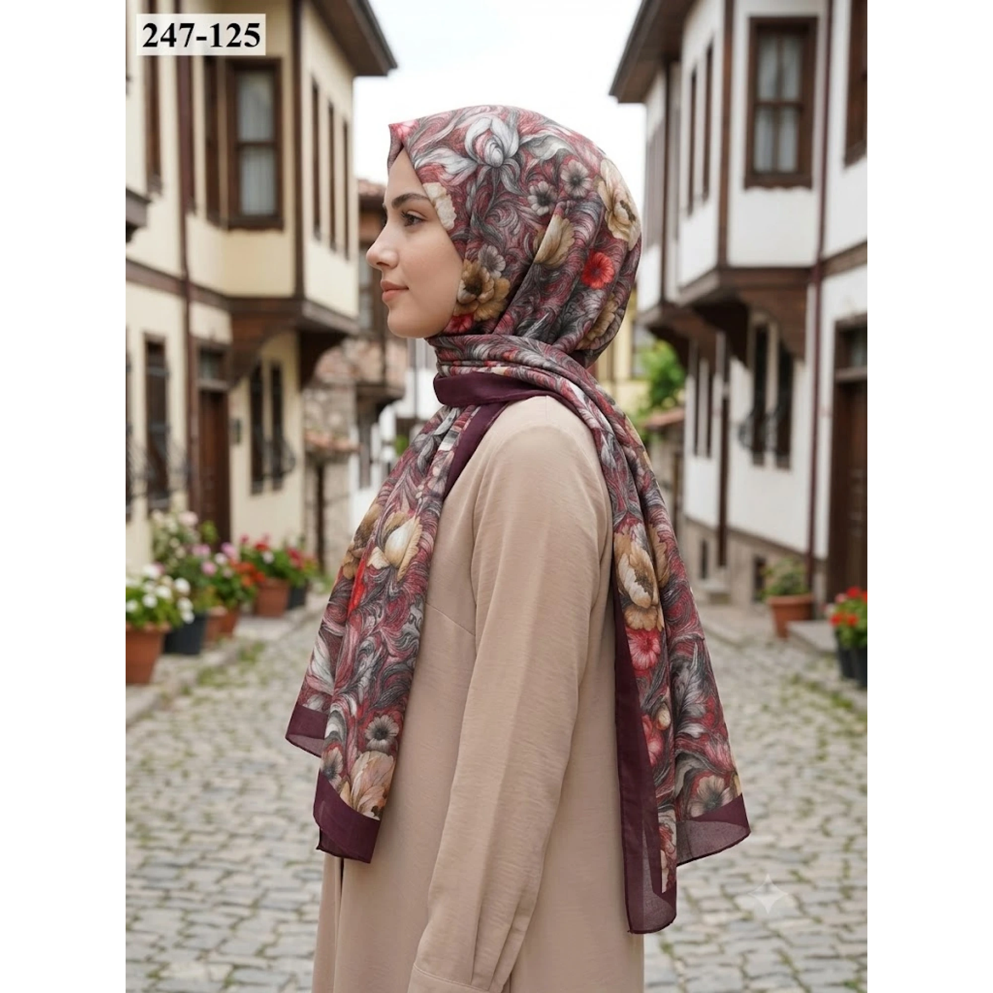 Sharell Fransız İpeği Şal (Mürdüm) 247-125