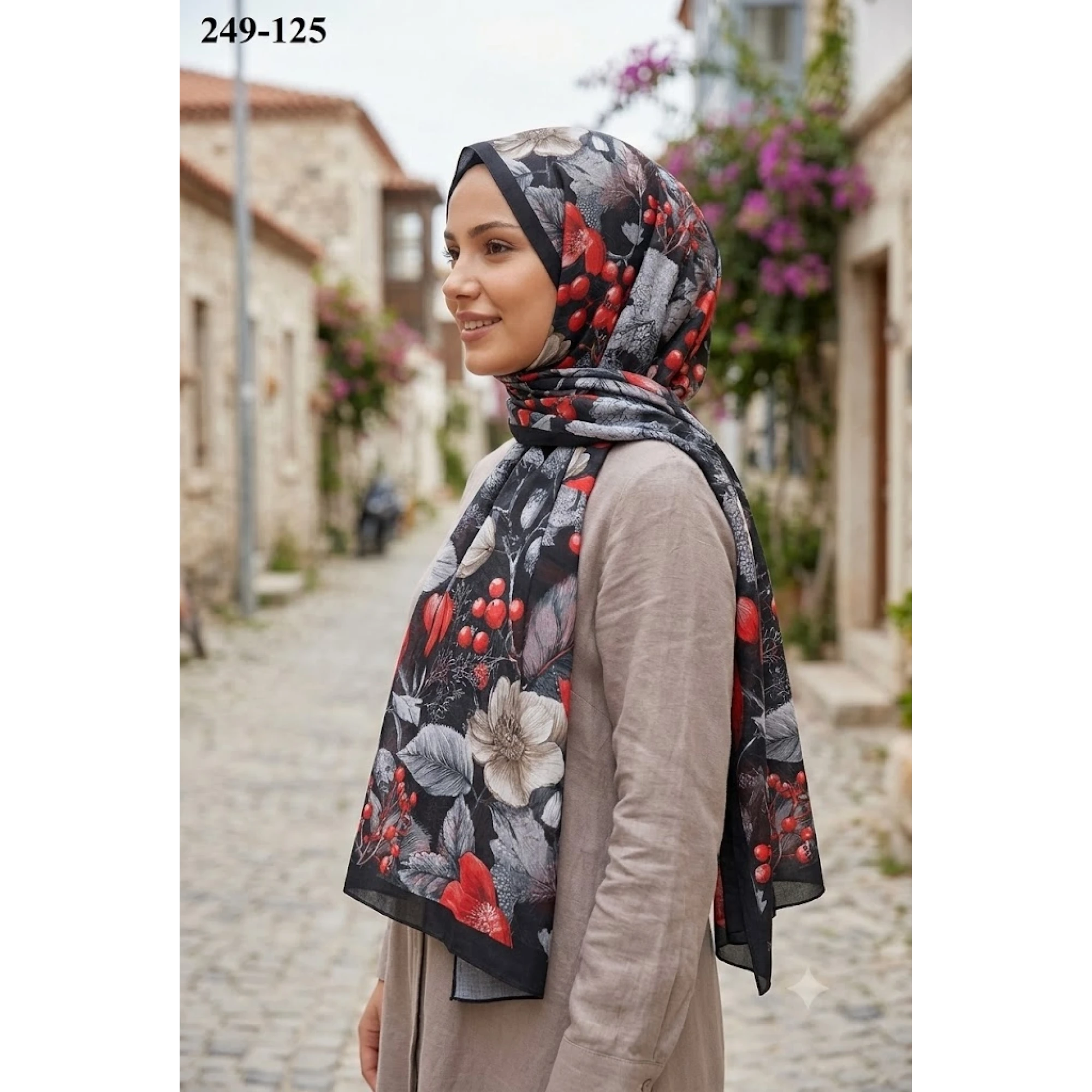 Sharell Fransız İpeği Şal (Siyah) 249-125