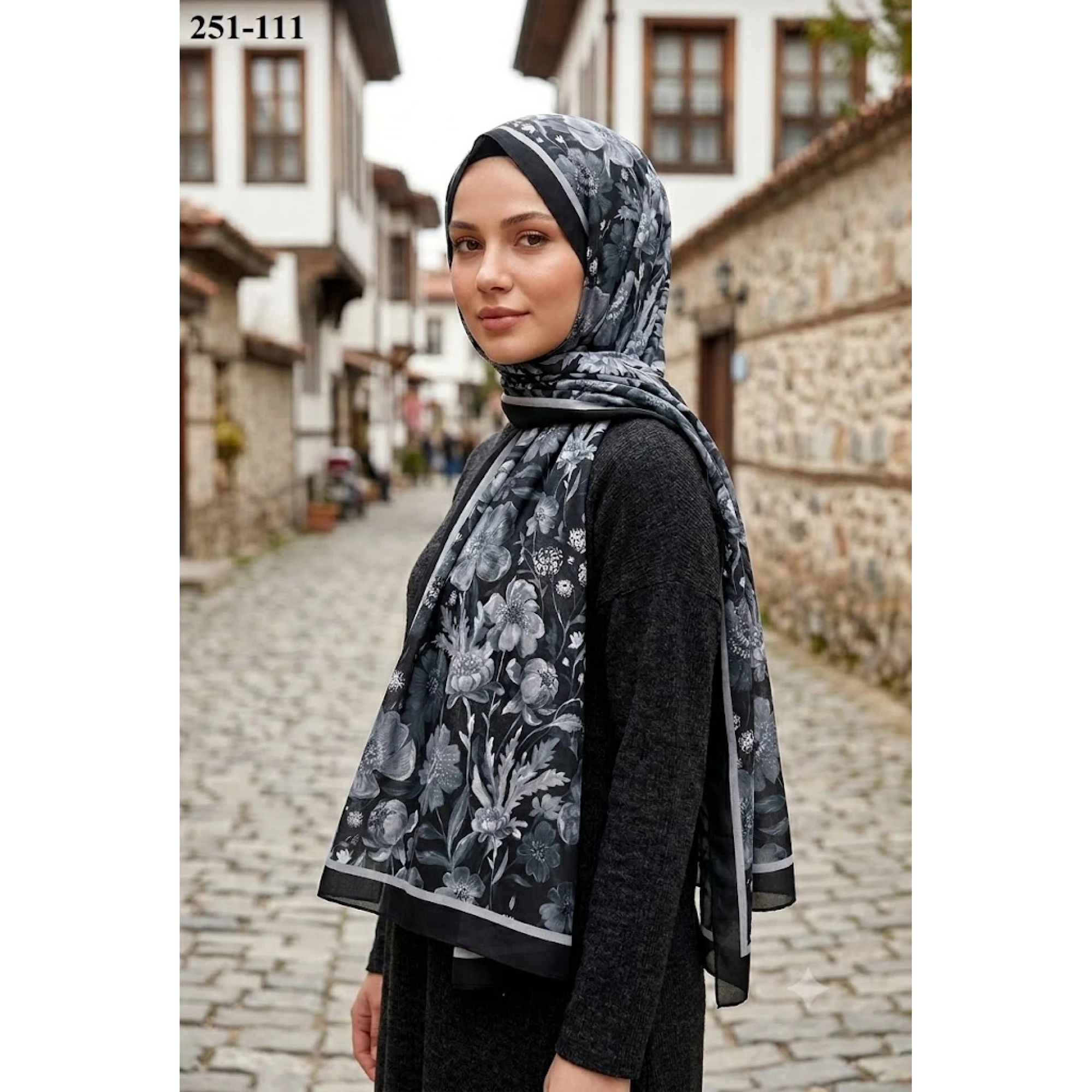 Sharell Fransız İpeği Şal (Siyah) 251-111