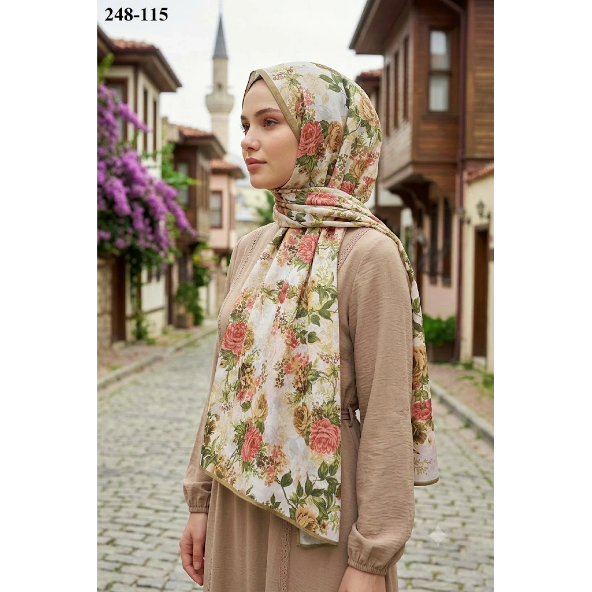 Sharell Fransız İpeği Şal (Yağ Yeşili) 248-115